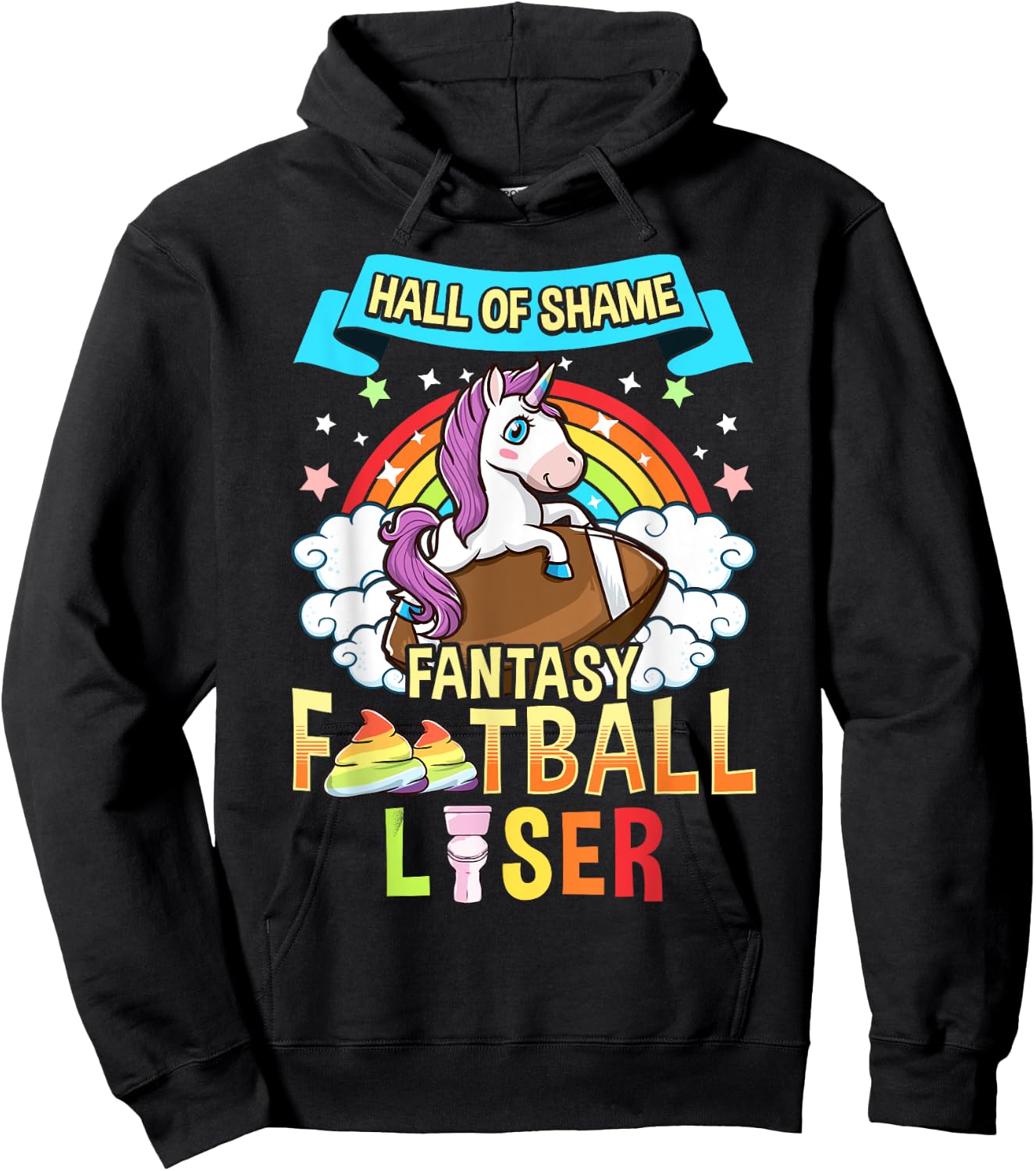 Fantasy Football Loser Last Place Funny Draft Party Unicorn Hoodie - Hoodie | Black