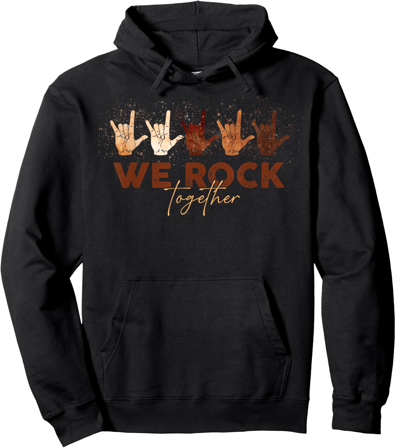 Retro We Rock Together Funny Hand Supporter Cancer Month Hoodie - Hoodie | Black