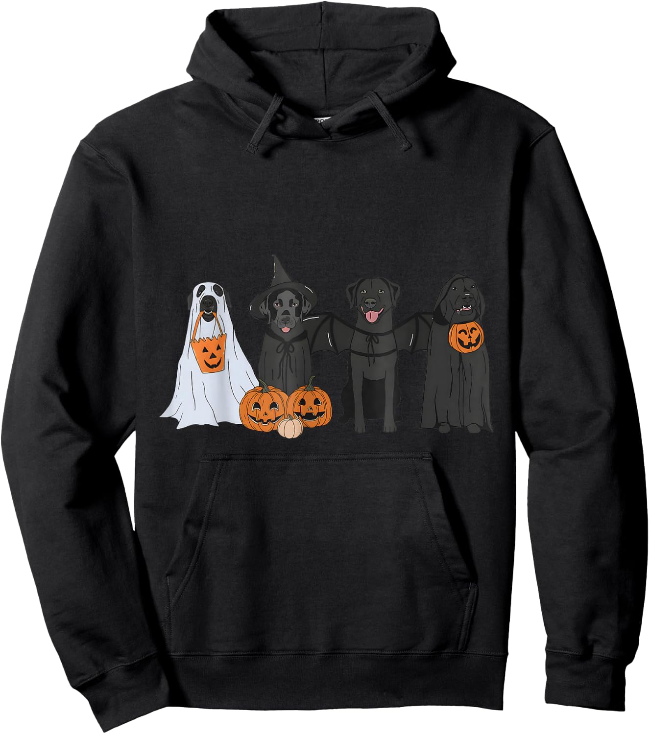 Black Labrador Halloween Ghost pumpkin Hoodie - Hoodie | Black