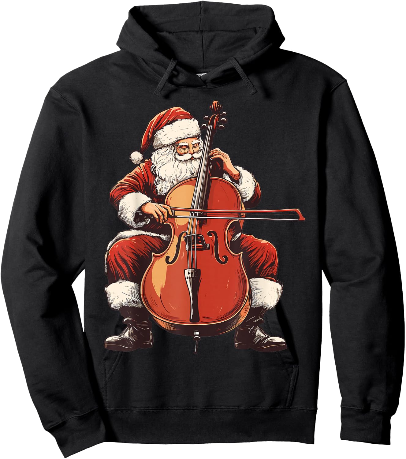 Santa Playing Cello Funny Cellist Cello Player Christmas Hoodie - Hoodie | Black