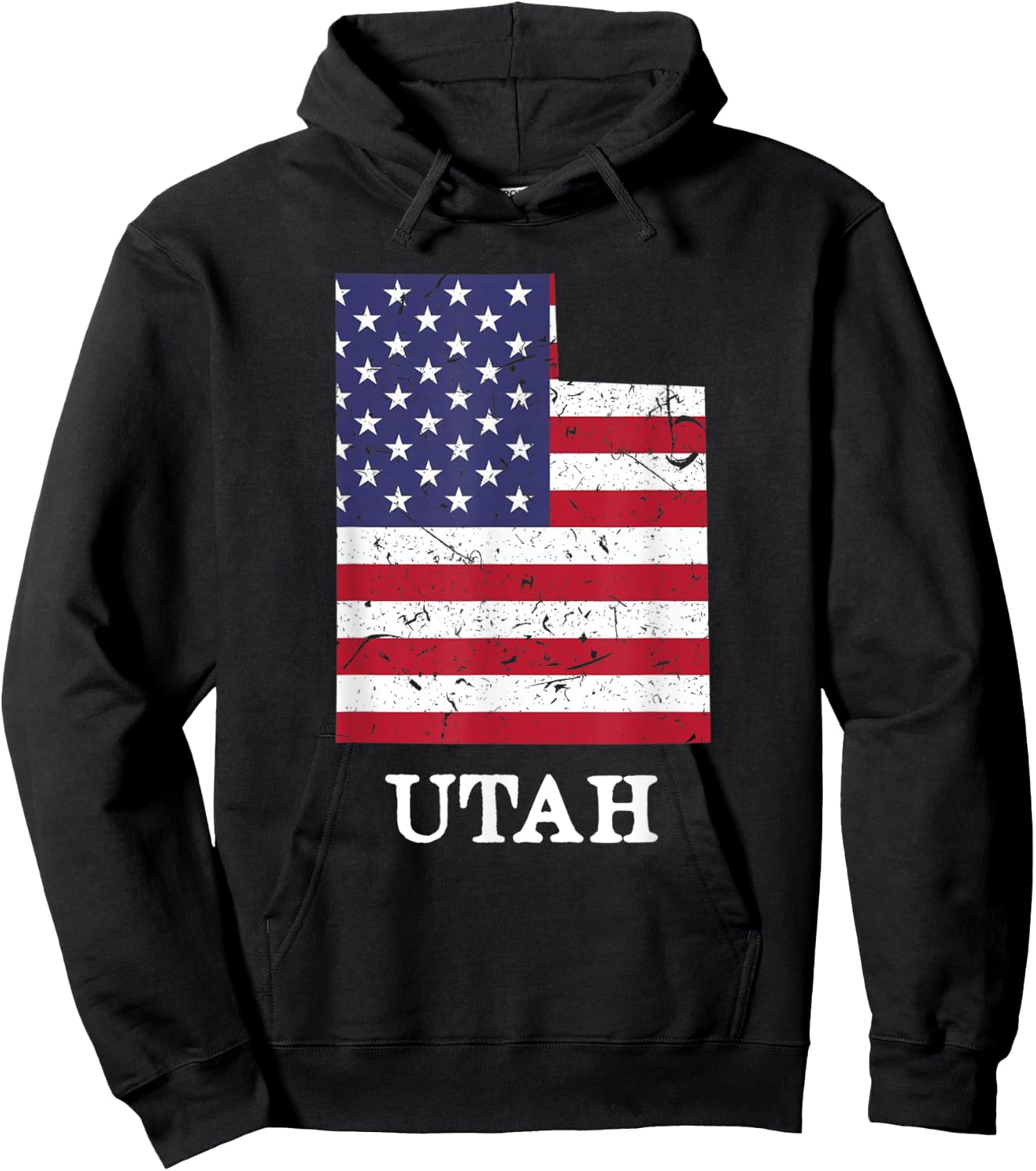 Utah Map State American Flag Shirt 4th Of July Pride Kids Men Hoodie - Hoodie | Black