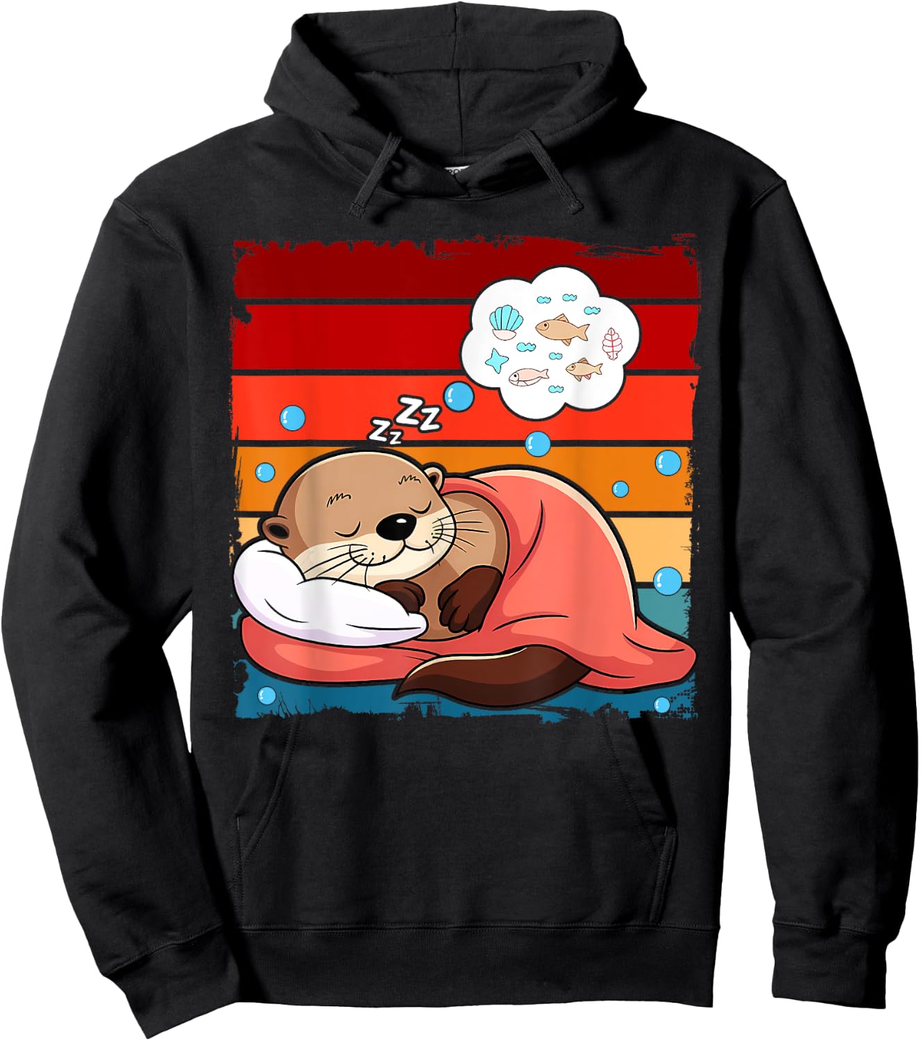 Otter Sleeping Animal Pajamas Nap PJs Outfit Sea Otter Hoodie - Hoodie | Black