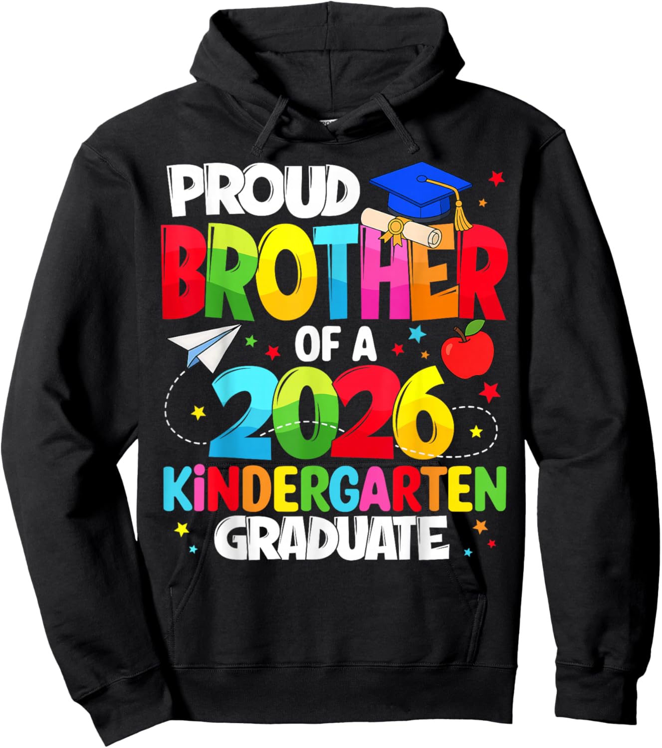 Proud Brother Class of 2026 Kindergarten Graduate Graduation Hoodie - Hoodie | Black