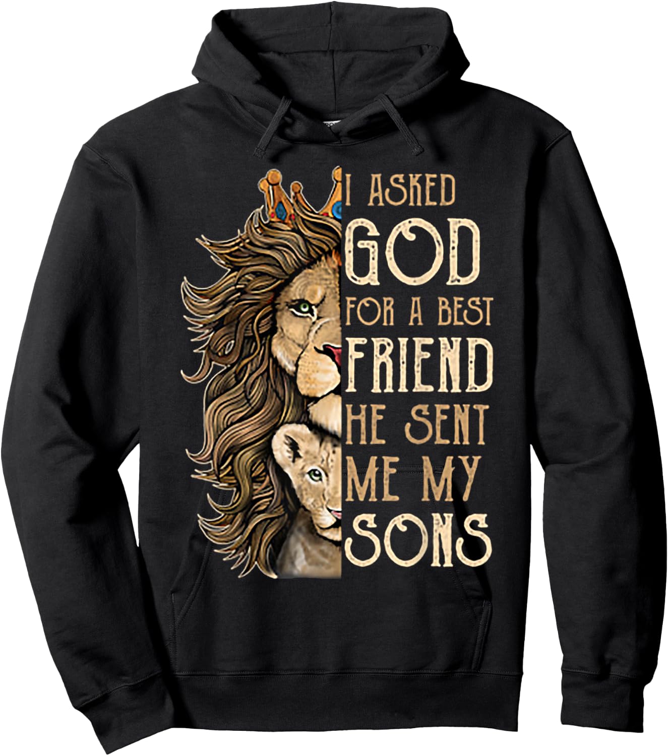 I Asked God For A Best Friend He Sent Me My Son Lion Hoodie - Hoodie | Black
