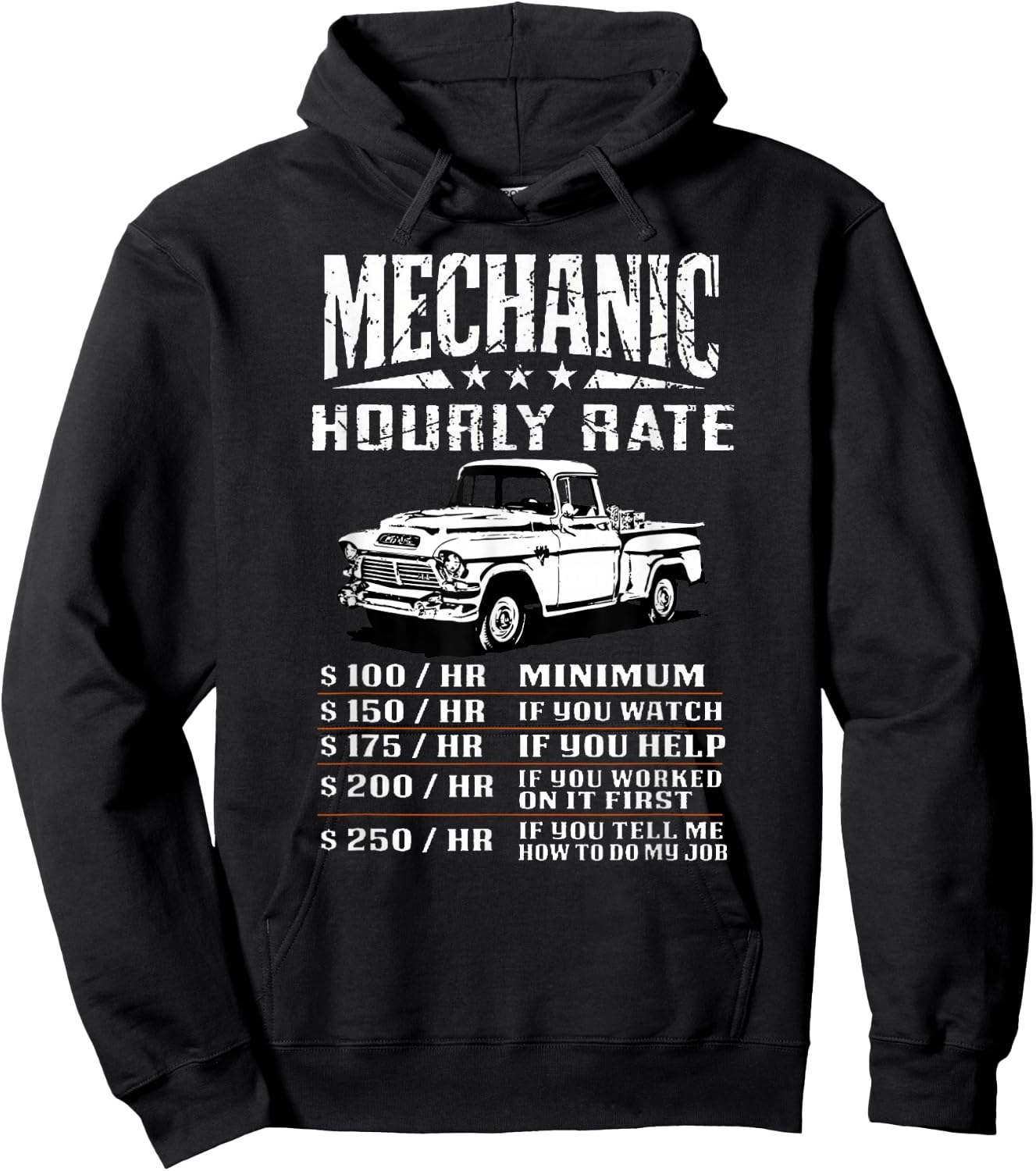 Funny Auto Mechanic Hourly Rate Gift Labor Rates Hoodie - Hoodie | Black