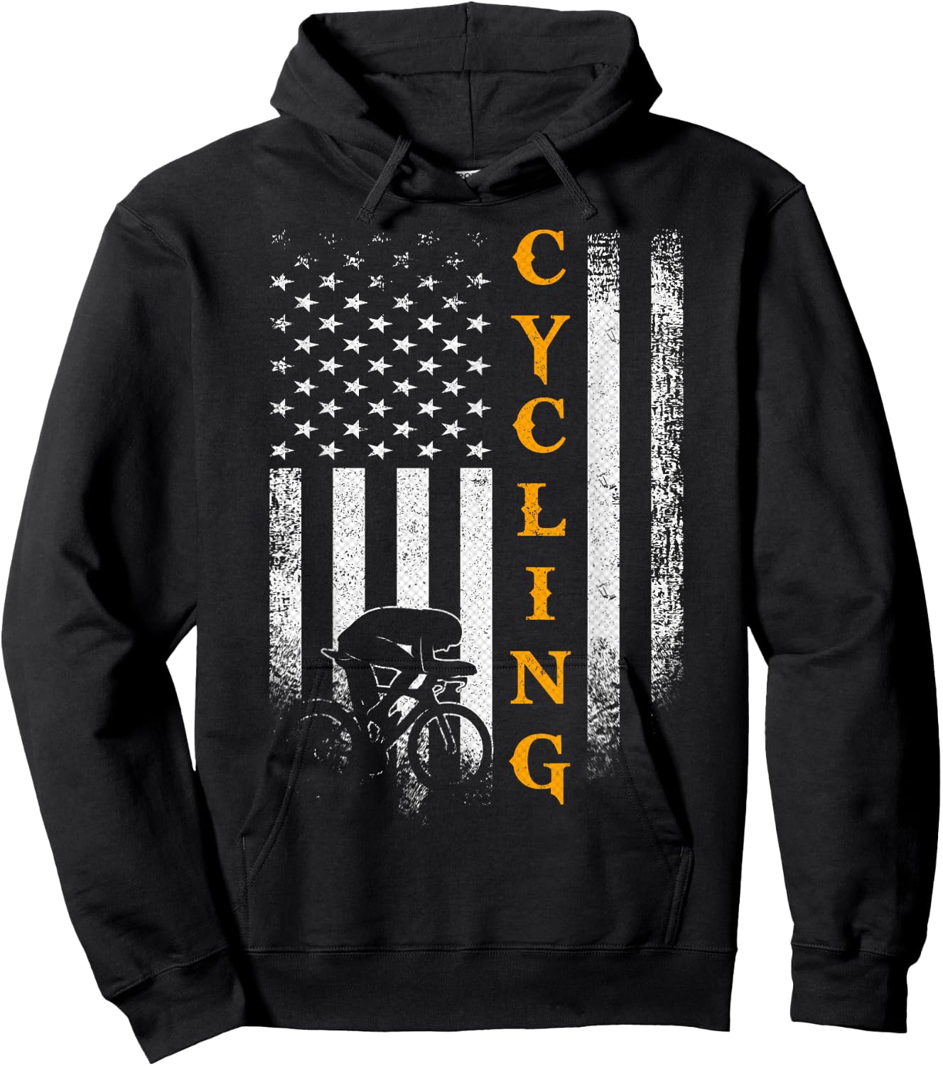 Vintage USA Cycling Player American Flag Bicycle Funny Gift Hoodie - Hoodie | Black