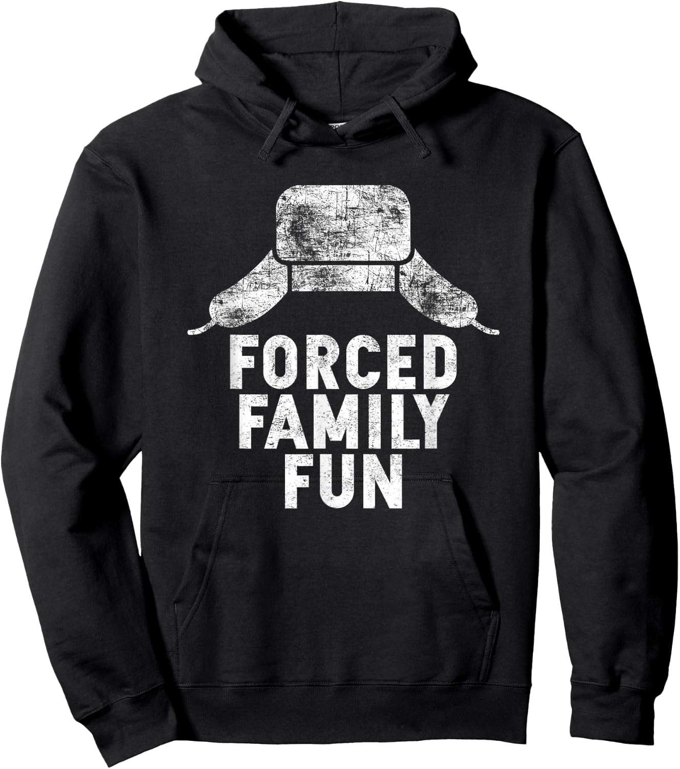 Forced Family Fun Holiday Apparel and Gift -Adults Red Thanksgiving Hoodie - Hoodie | Black