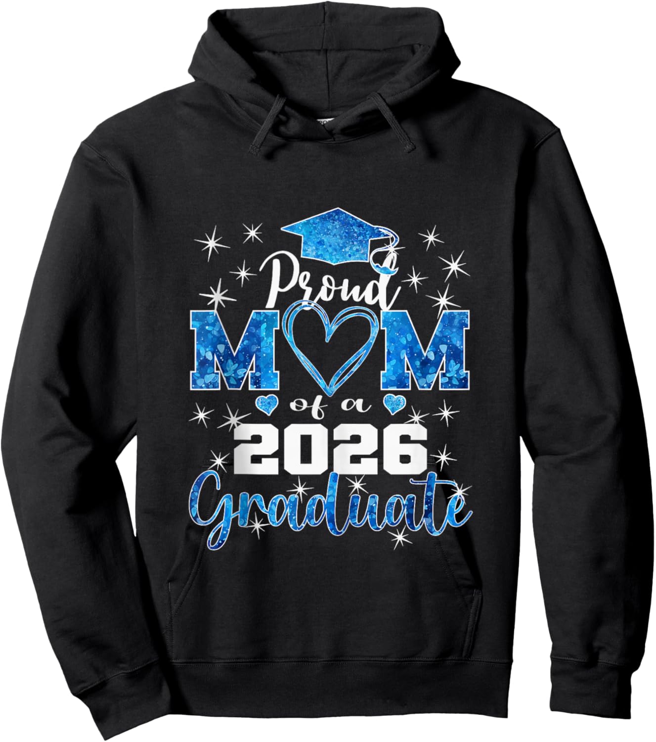 Super Proud Mom of 2026 Graduate Senior Graduation Family Hoodie - Hoodie | Black