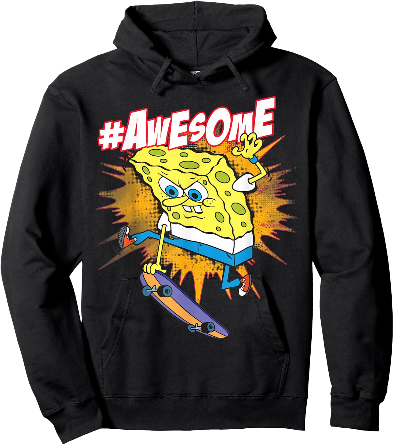 Spongebob SquarePants Awesome Skateboard Trick Hoodie - Hoodie | Black