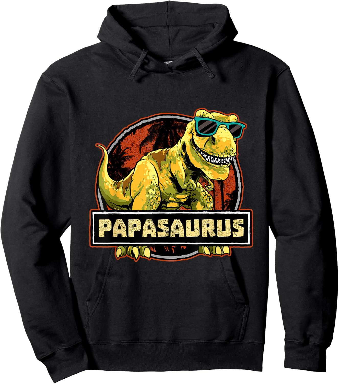 Papasaurus Dad T-Rex Dinosaur Birthday Matching Hoodie - Hoodie | Black