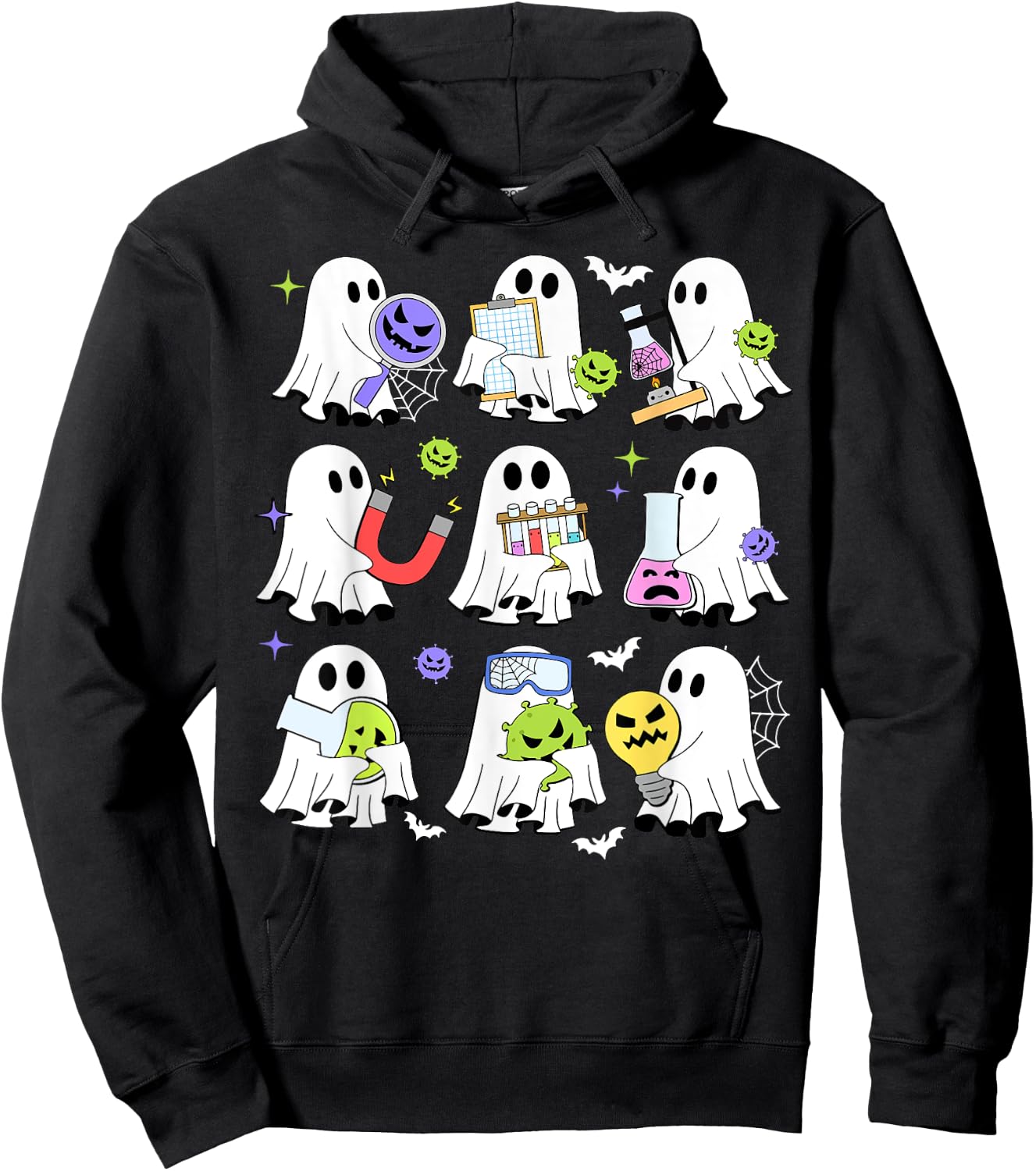 Retro Halloween Science Teacher Ghost Laboratory Teacher Hoodie - Hoodie | Black