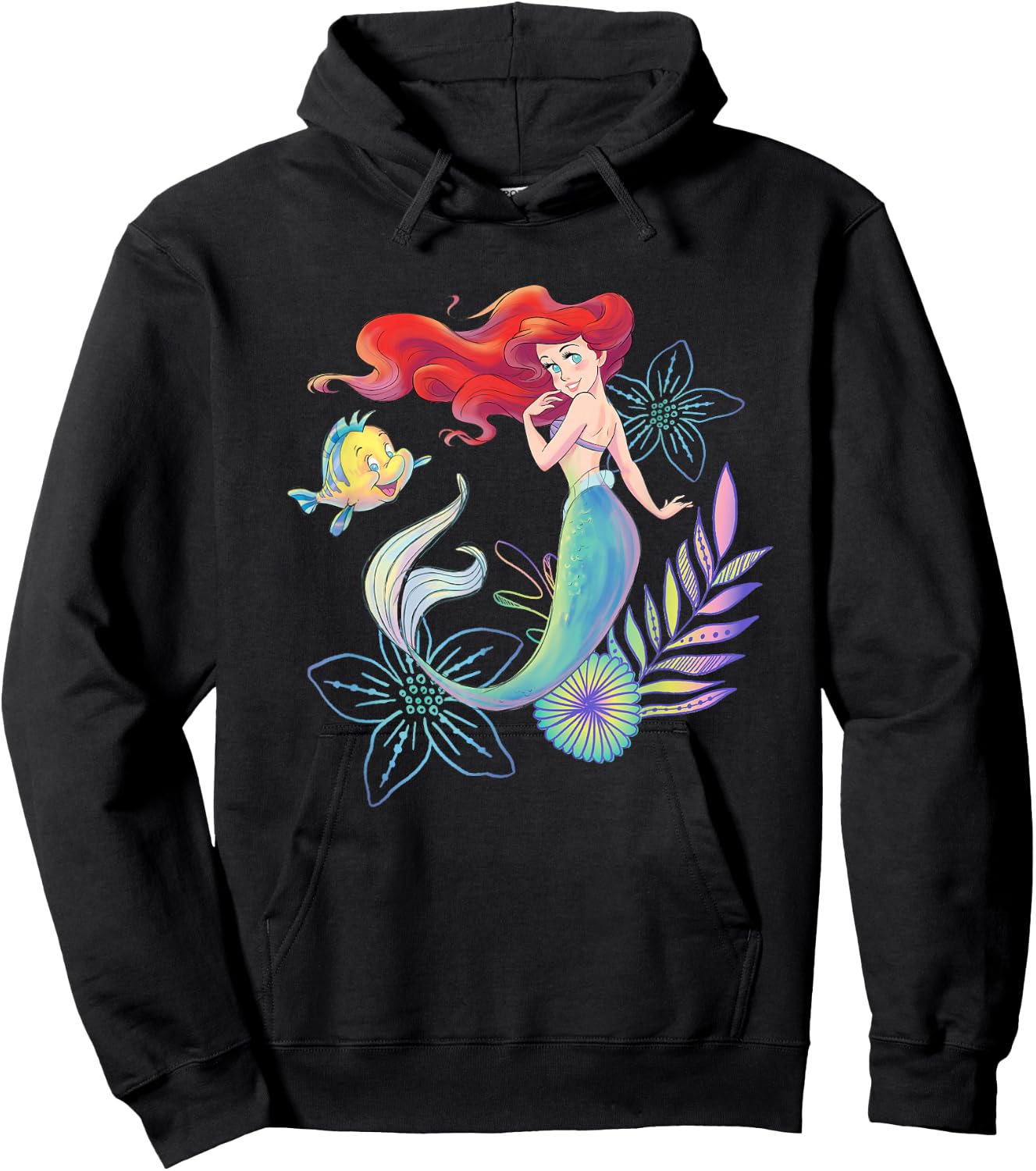 Disney The Little Mermaid Ariel and Flounder Sea Hoodie - Hoodie | Black
