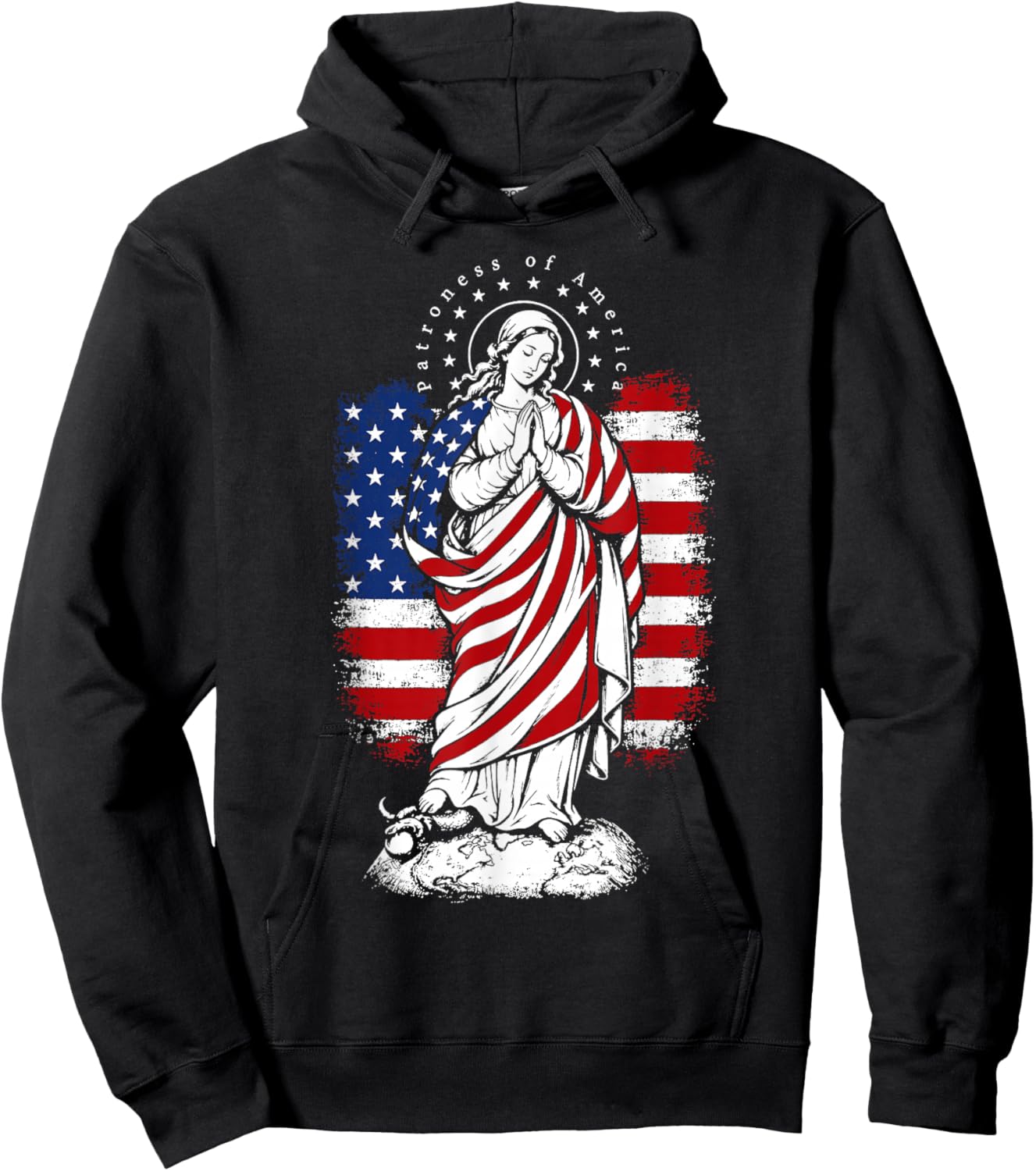 Patroness of The USA Blessed Virgin Mary Catholic Art Hoodie - Hoodie | Black