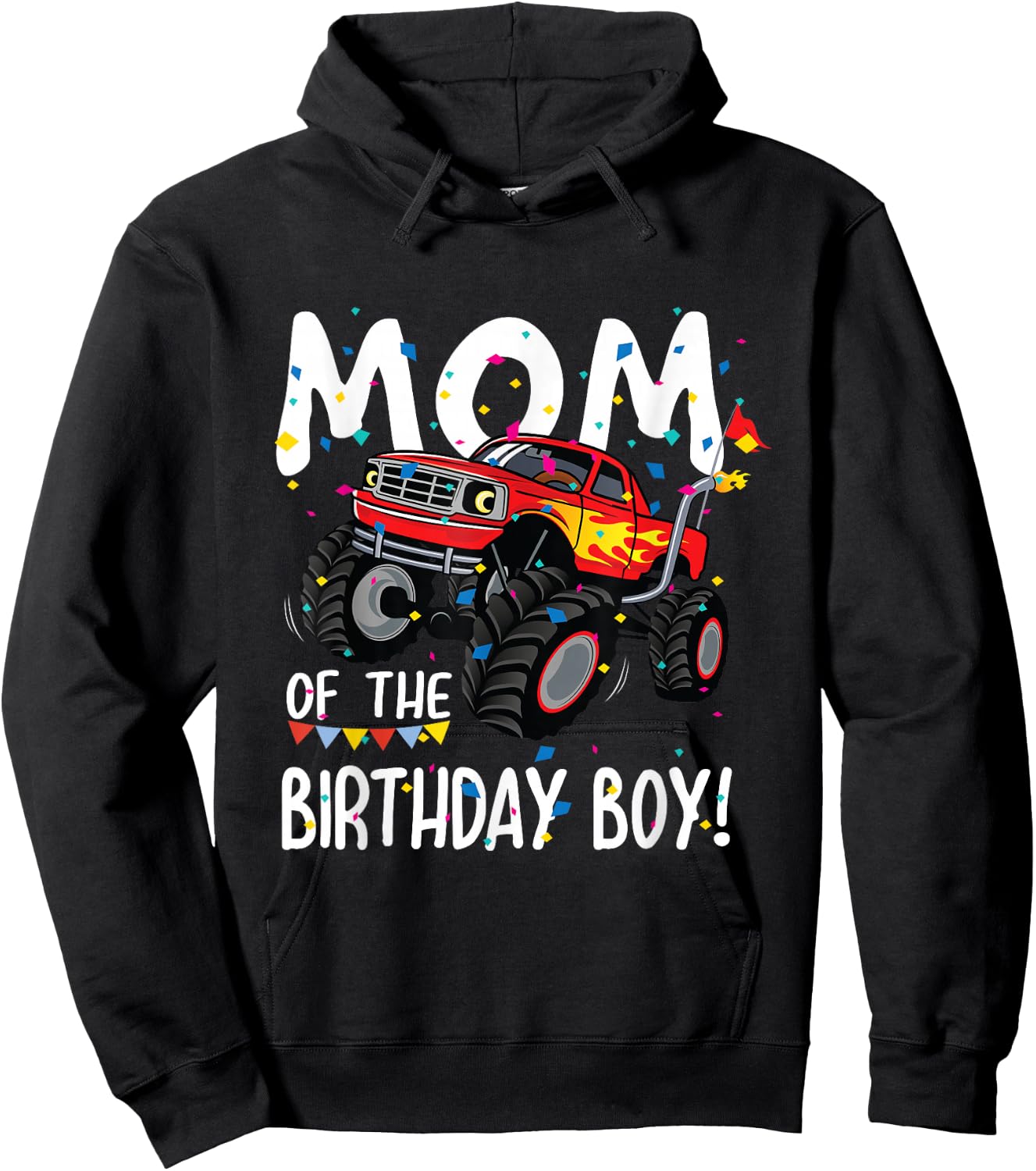 Monster Truck Party Mom of Birthday Boy Shirt Gift Hoodie - Hoodie | Black