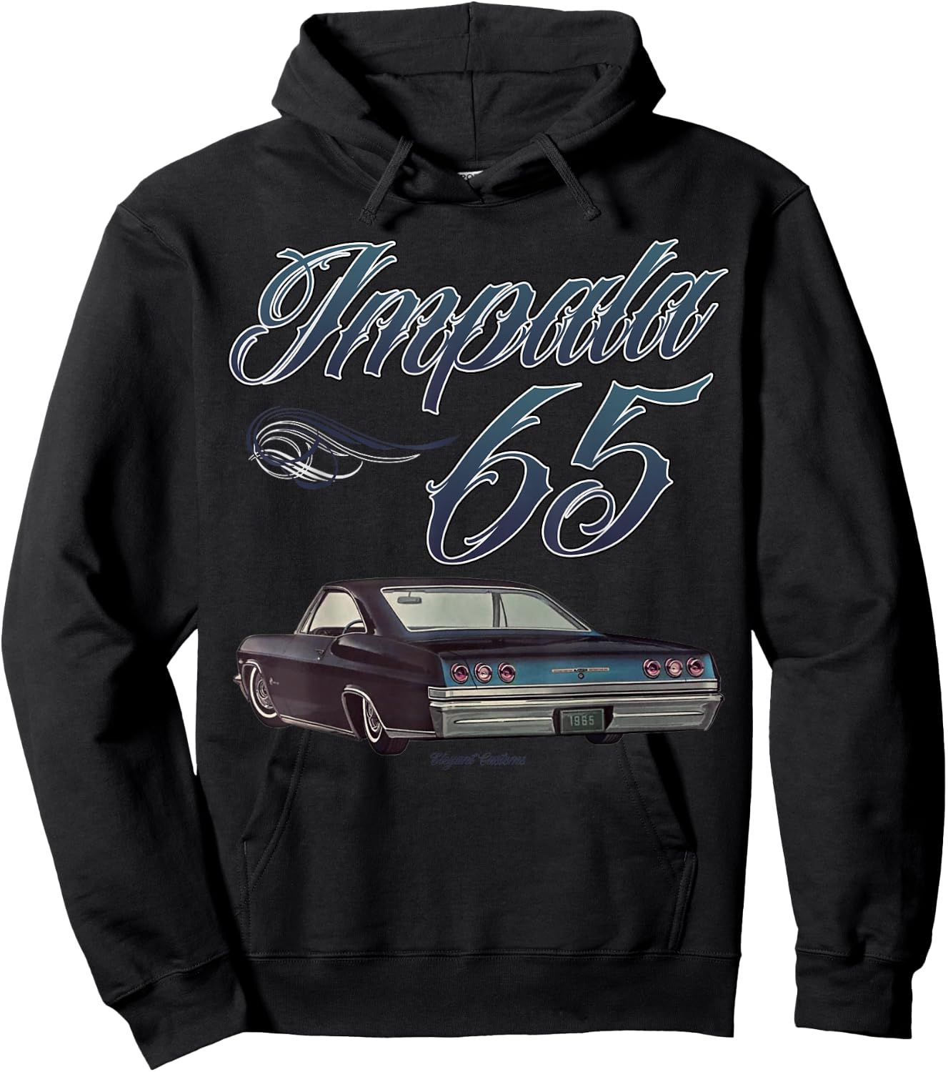 1965 Blue Low Rider Kustom Lead Sled Hot Rod Muscle Car Hoodie - Hoodie | Black