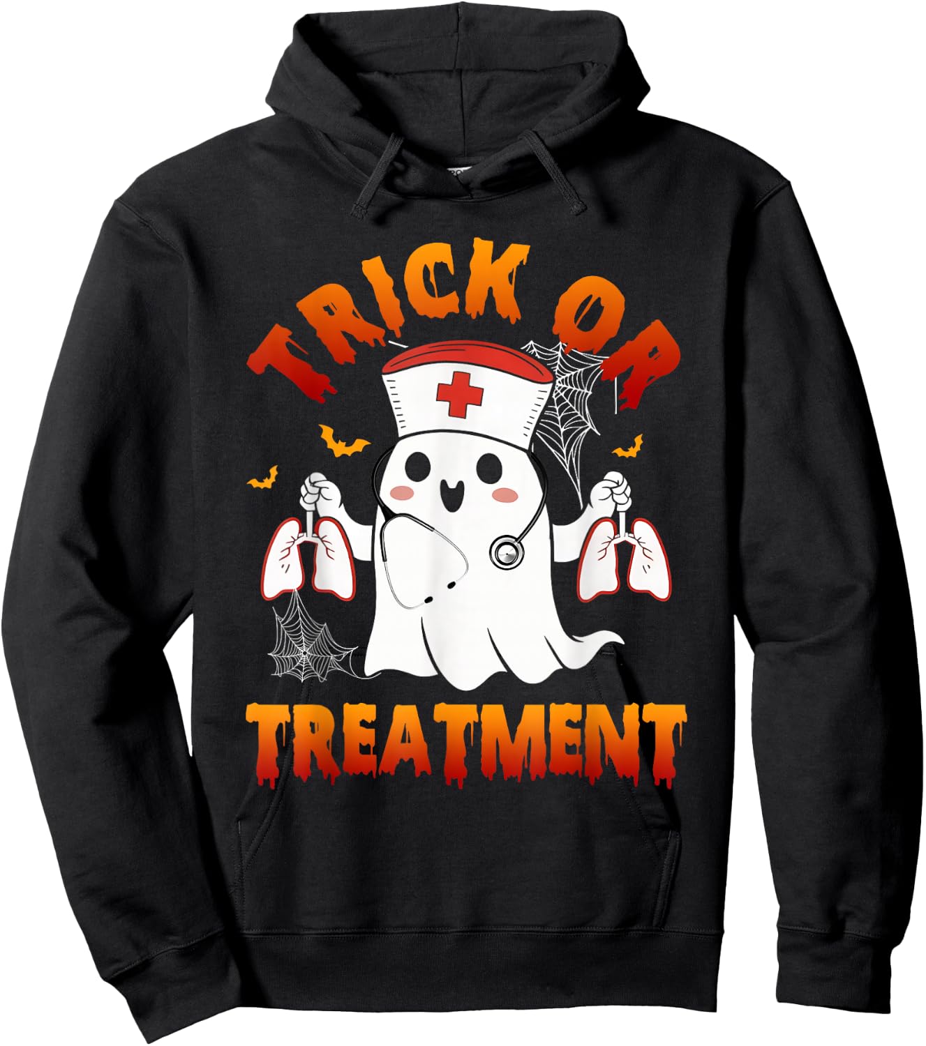 Trick Or Treatment Boo Respiratory Therapist Ghost Halloween Hoodie - Hoodie | Black