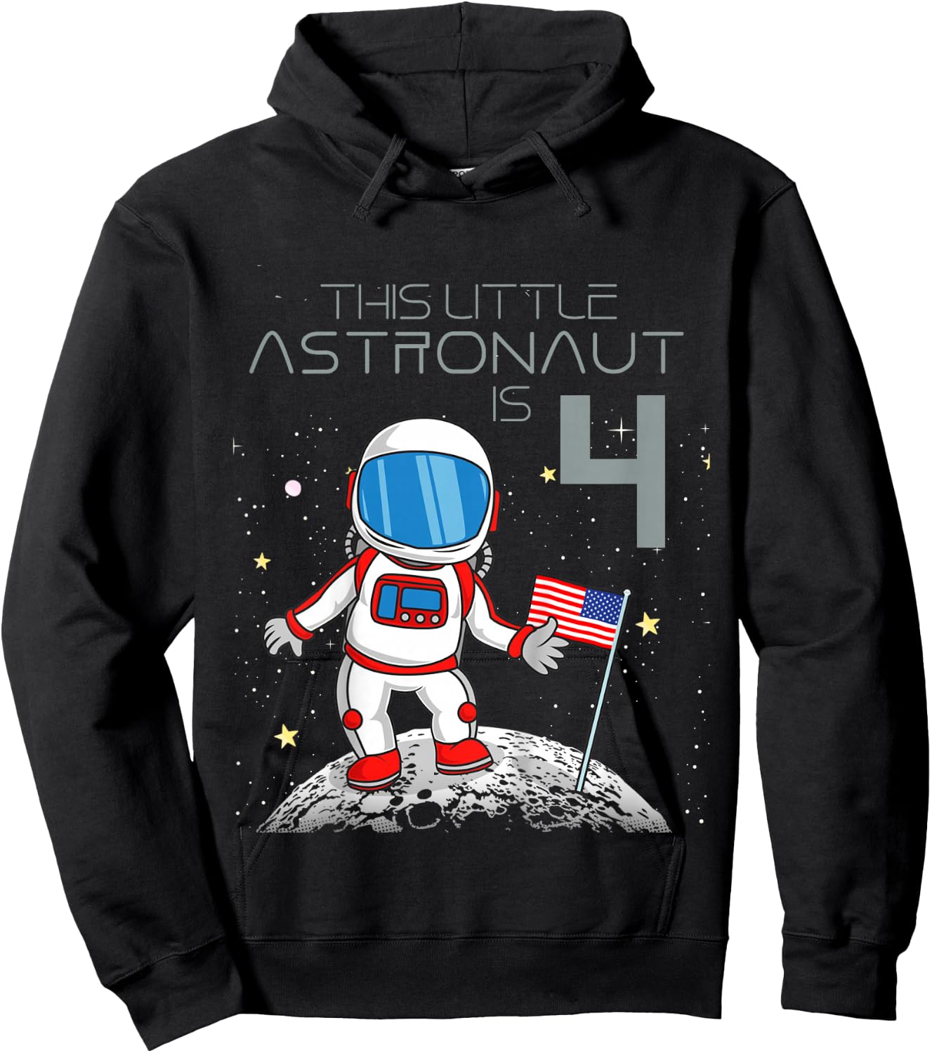 Kids 4th Birthday Astronaut Shirt Boys Gift 4 Year Old Space Geek Hoodie - Hoodie | Black