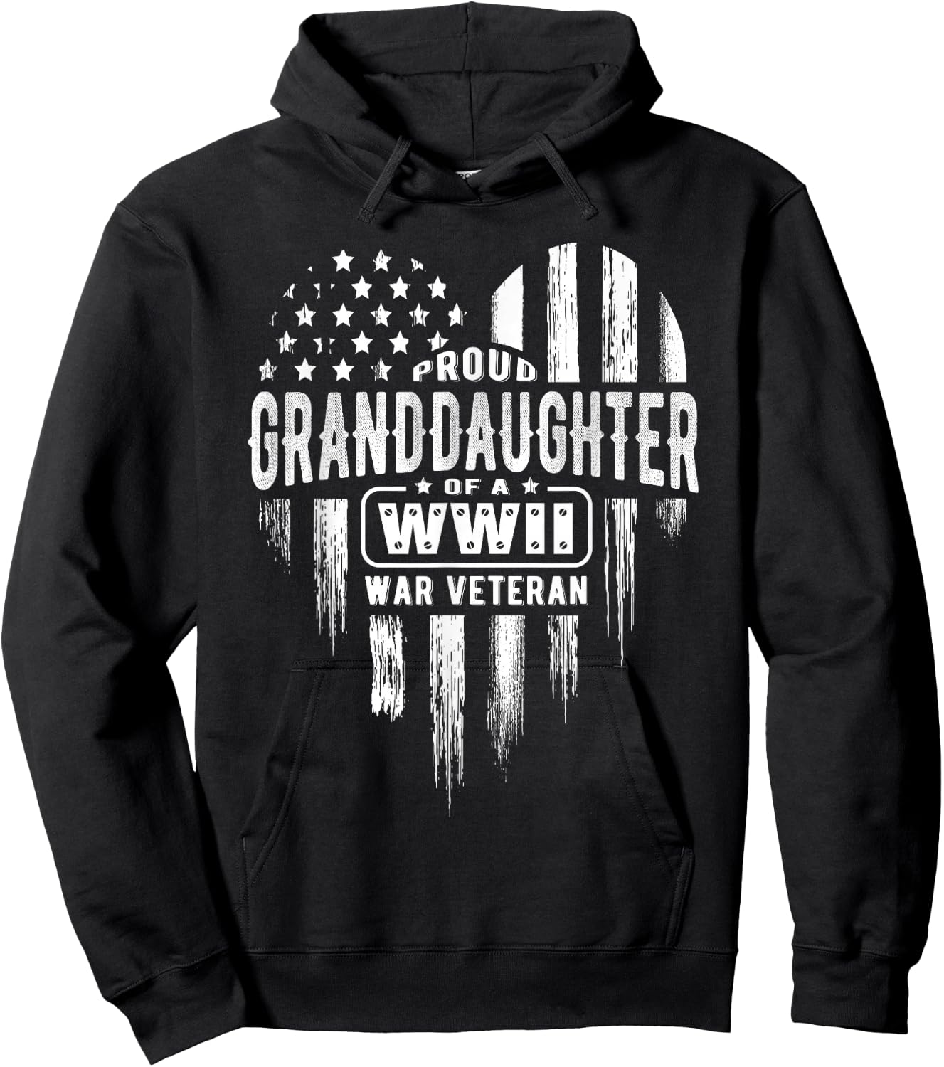 Proud Granddaughter WWII Vet Grandpa Veterans Day Hoodie - Hoodie | Black