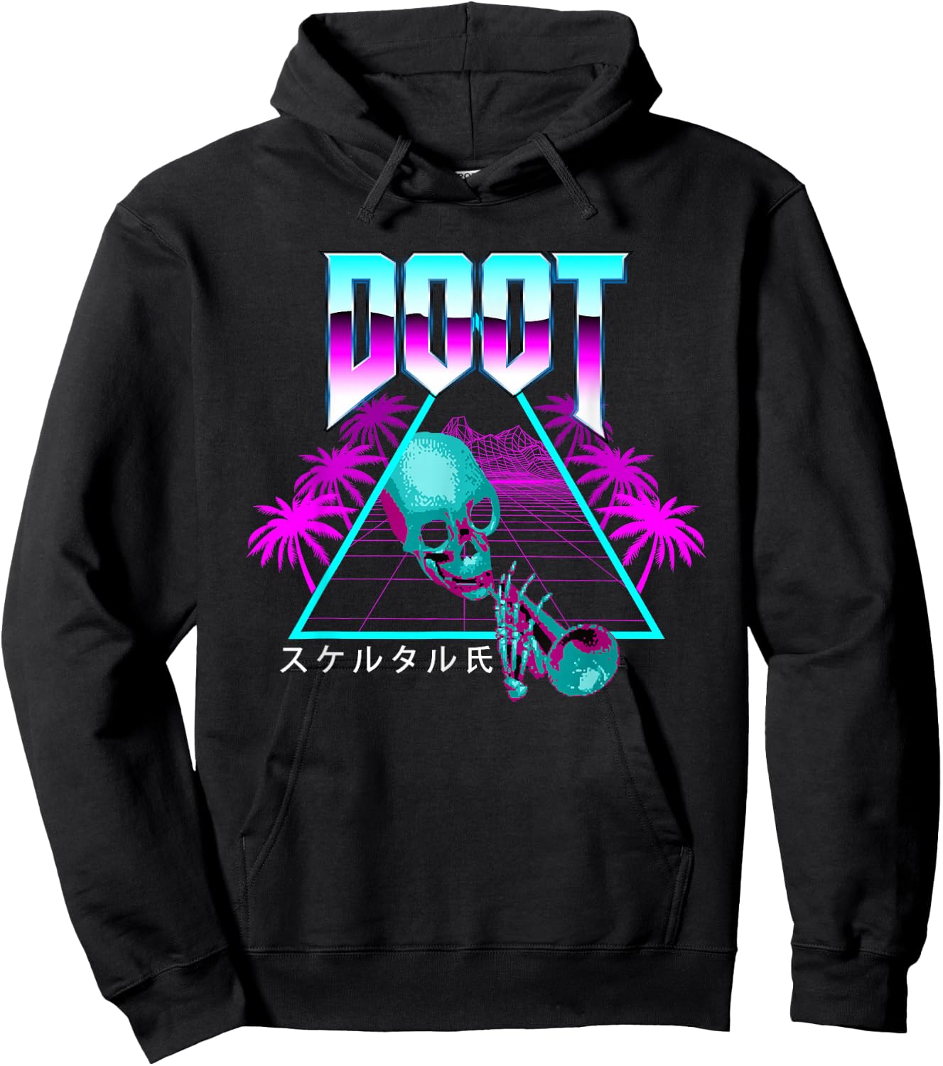 Doot Doot Mr Skeltal Synthwave Retro Streetwear Hoodie - Hoodie | Black