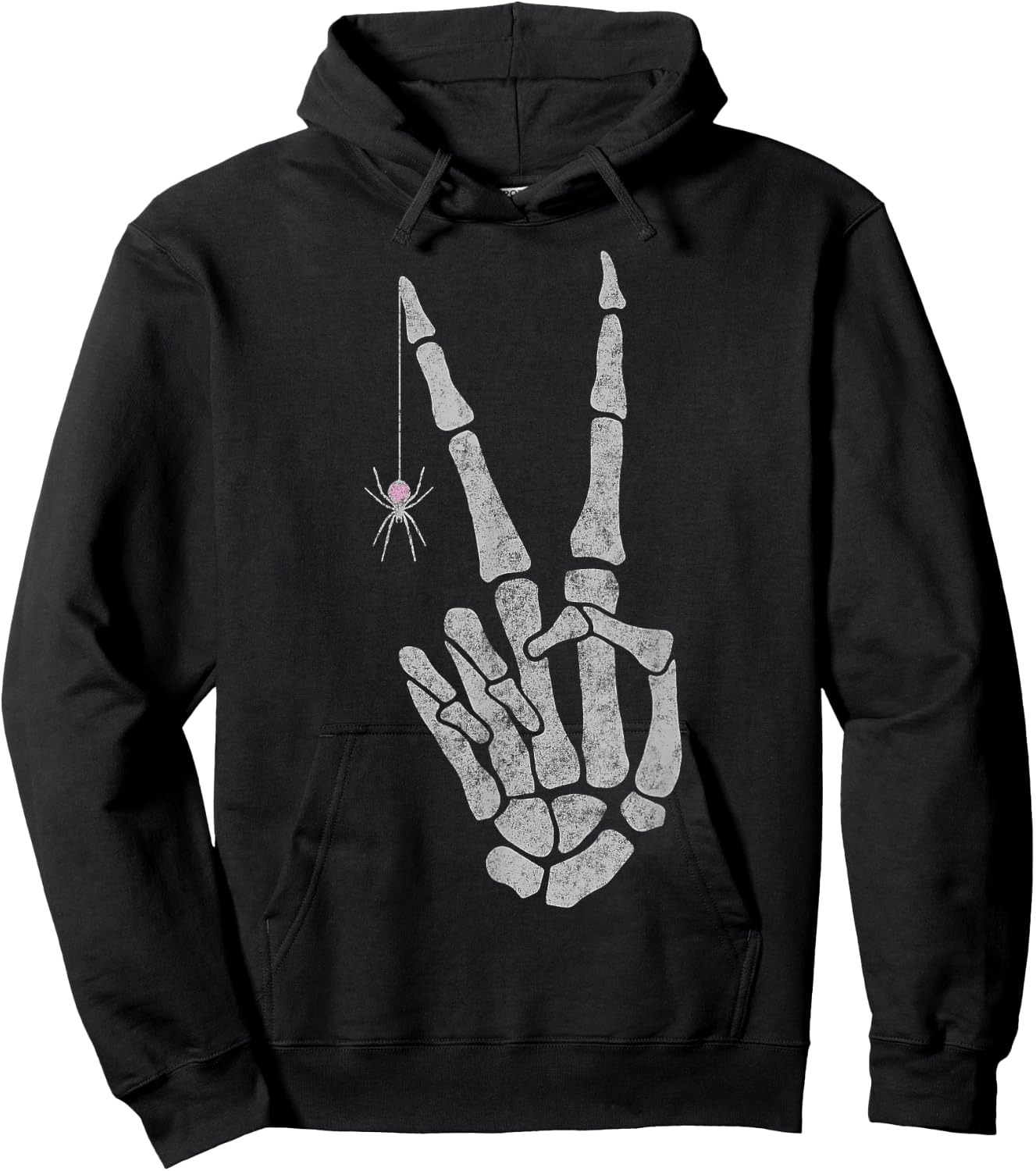 Skeleton Hands Peace Sign Hoodie - Hoodie | Black