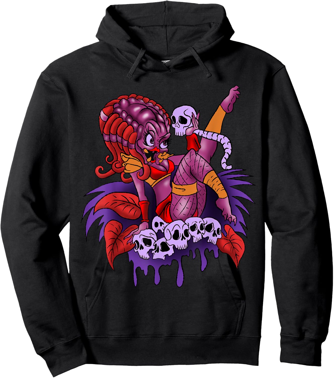 Predator Girl Cartoon Funny Caricature Cool Comic Gift Hoodie - Hoodie | Black