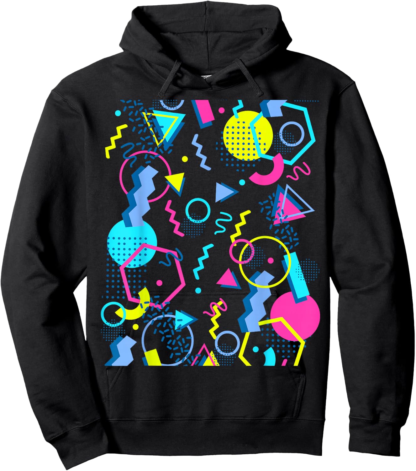 Geometric Pattern 80s 90s Memphis Style Hoodie - Hoodie | Black