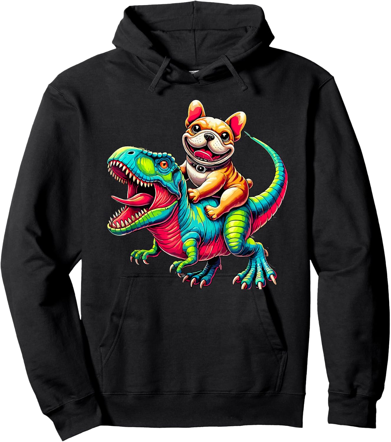 Dinosaur T-Rex French Bulldog Tyrannosaurus Rex Frenchie Women Kids Hoodie - Hoodie | Black