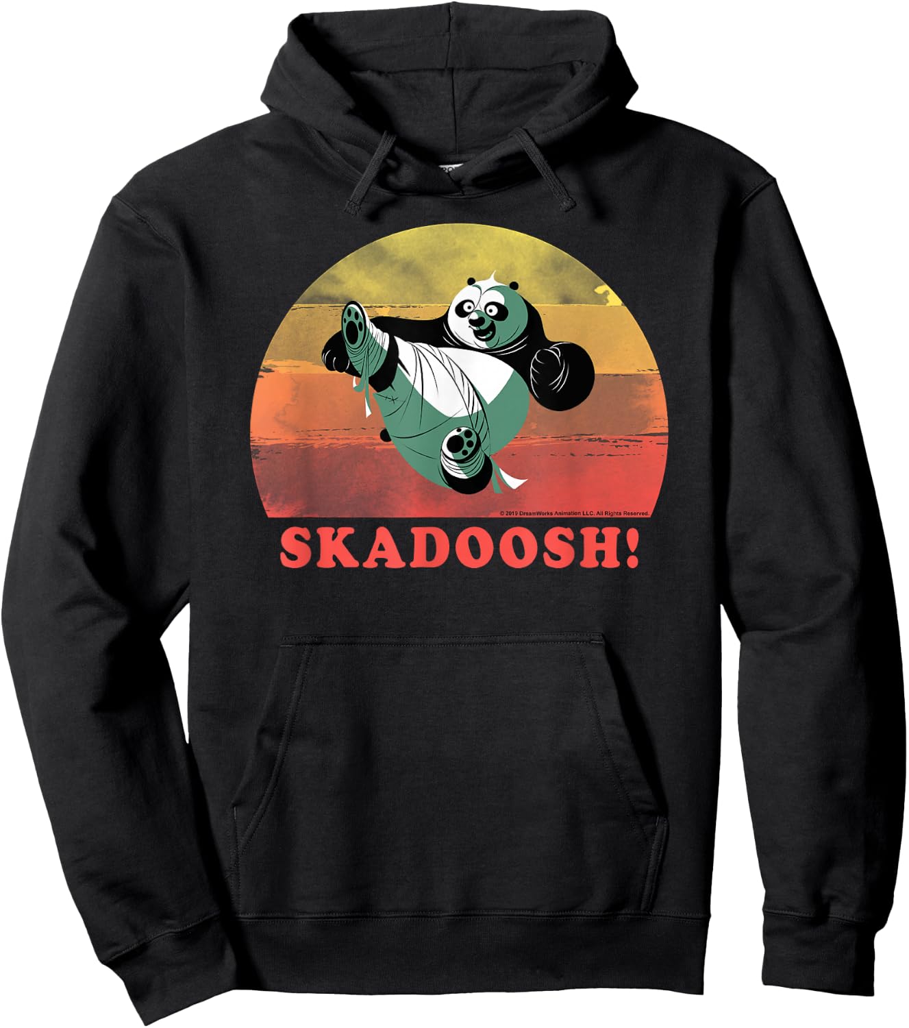 Kung Fu Panda Skadoosh! Retro Circle Portrait Hoodie - Hoodie | Black