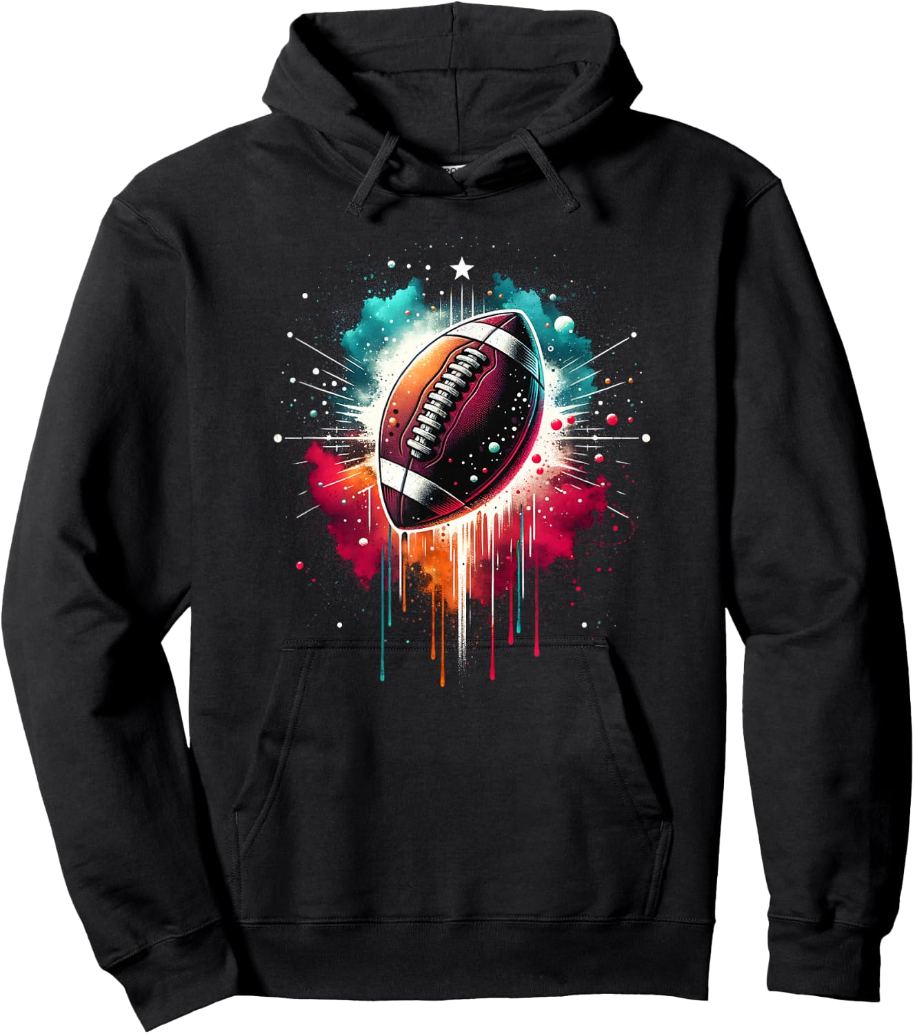 American Football Colourful Football Graphic Hoodie - Hoodie | Black