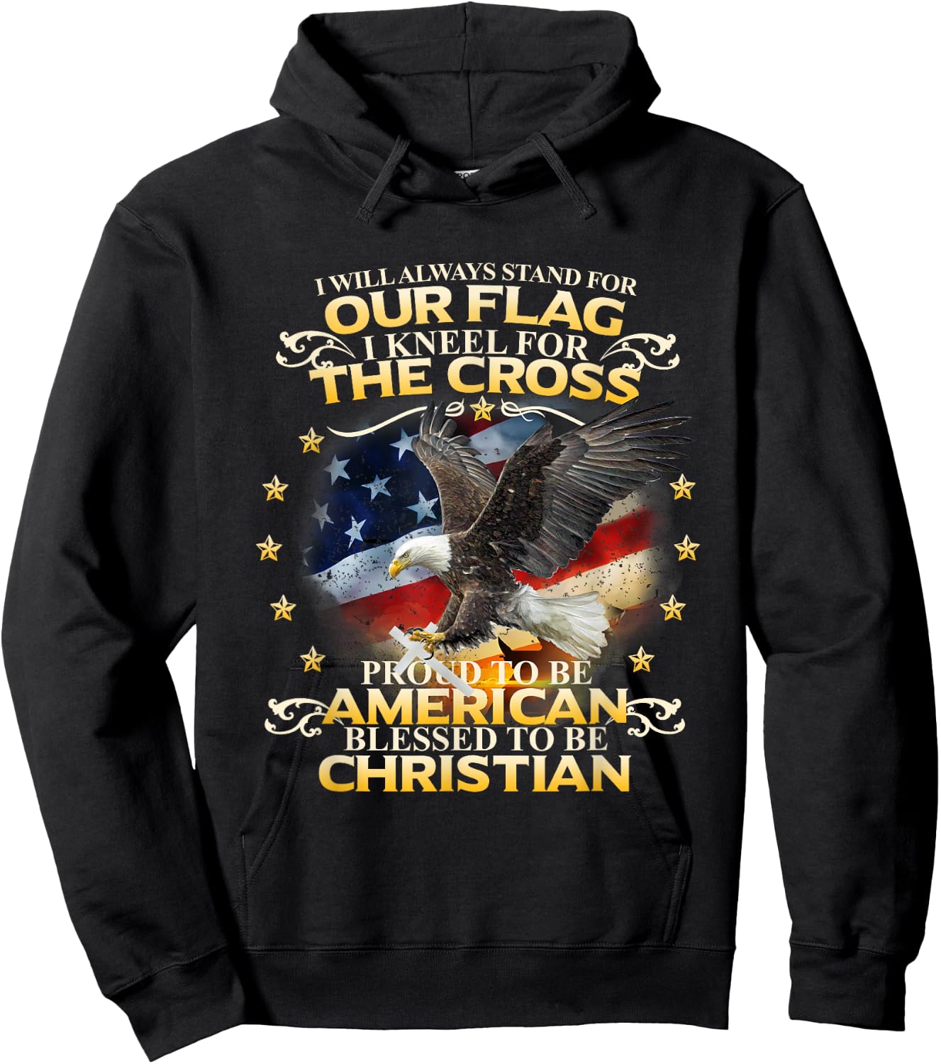 Christian Patriotic American Flag shirt Kids Men Hoodie - Hoodie | Black