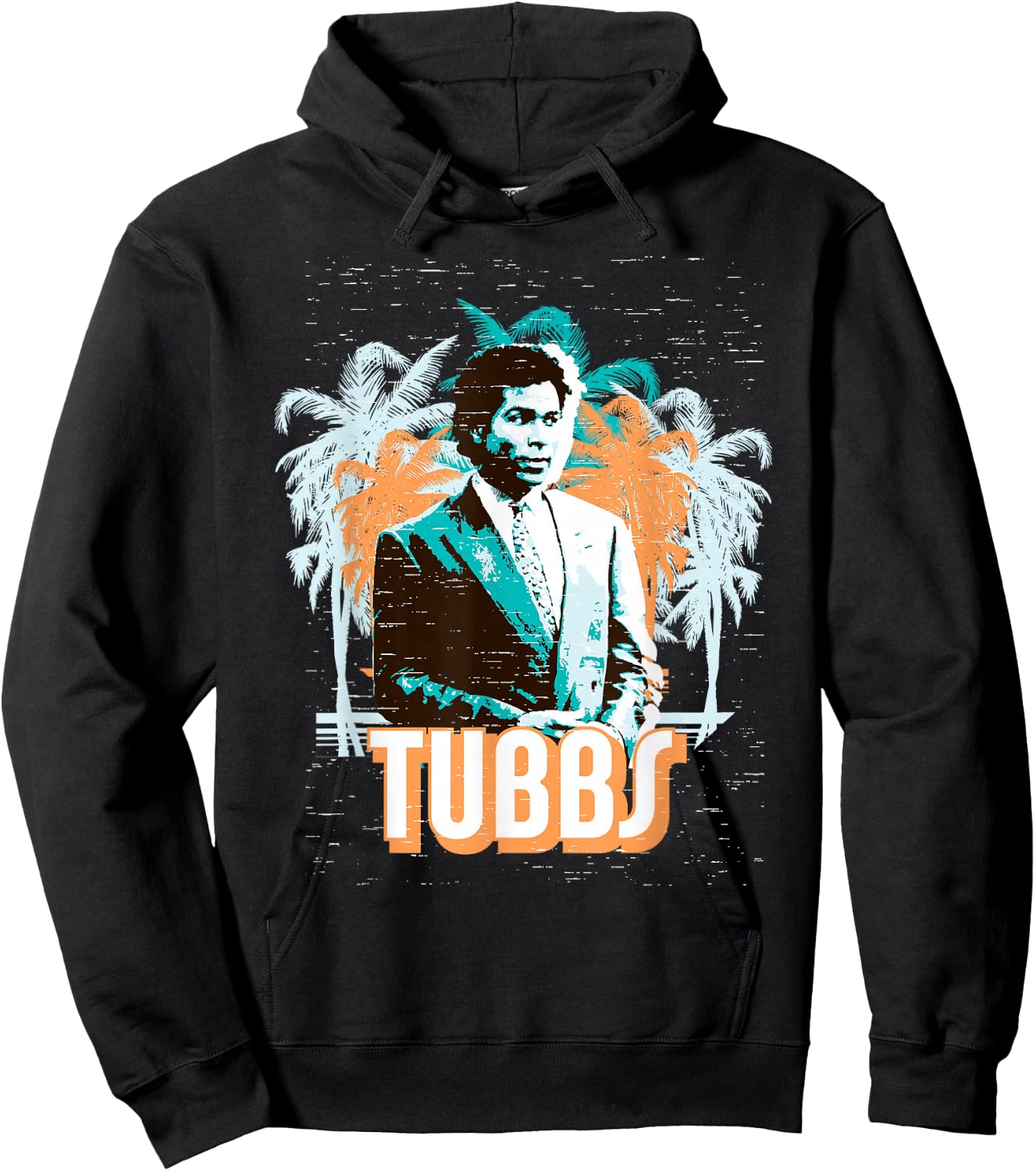 Miami Vice Tubbs and Palm Tree Scenery Hoodie - Hoodie | Black