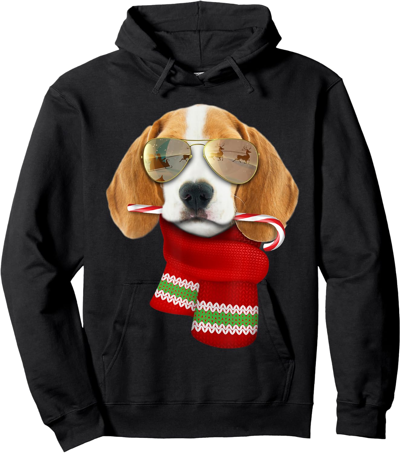 Beagle Shirt Christmas Gift Dog Lovers Puppy Sunglasses Women Kids Hoodie - Hoodie | Black