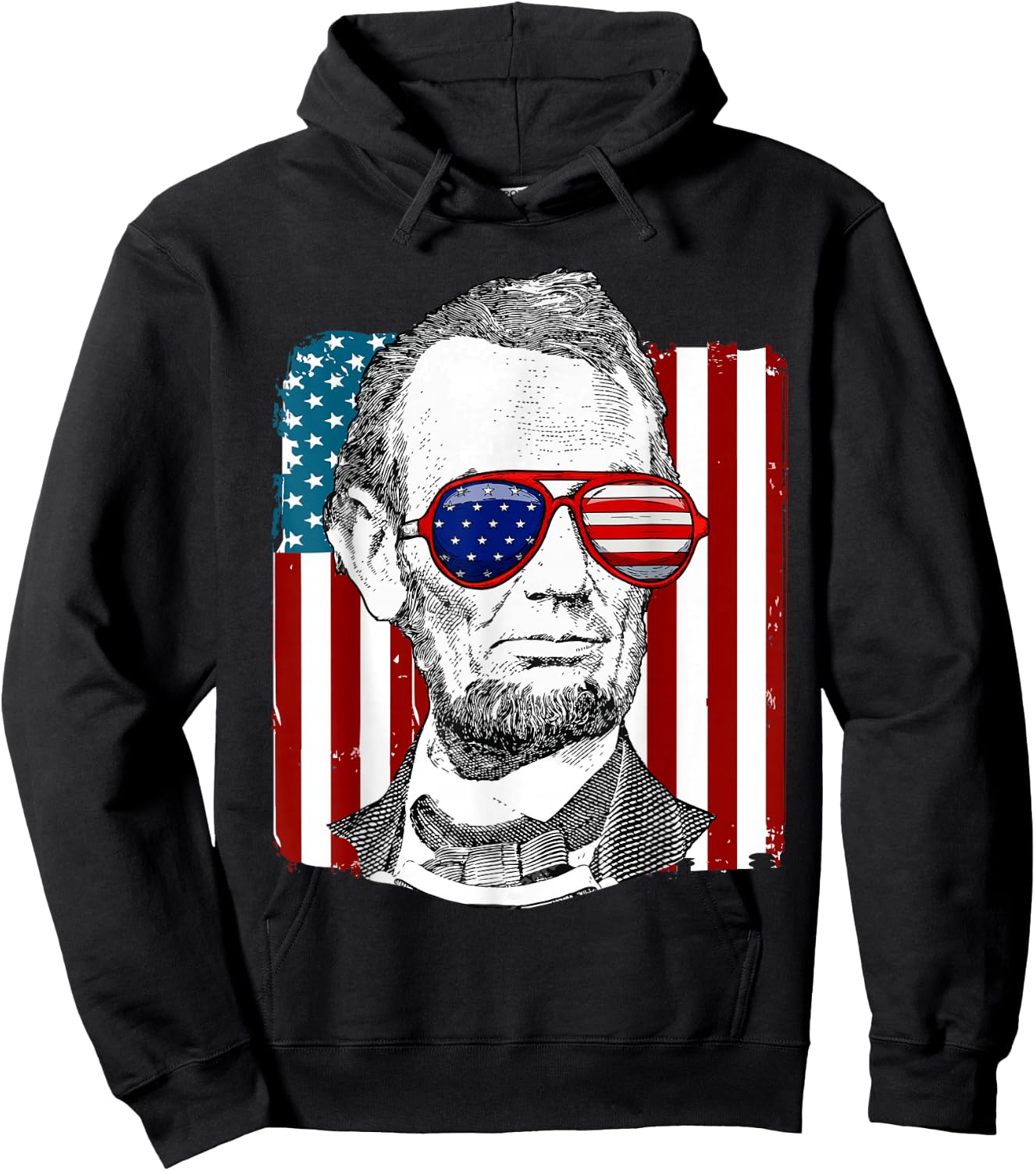 America USA Abe Lincoln 4th of July Men Boys Gift Hoodie - Hoodie | Black