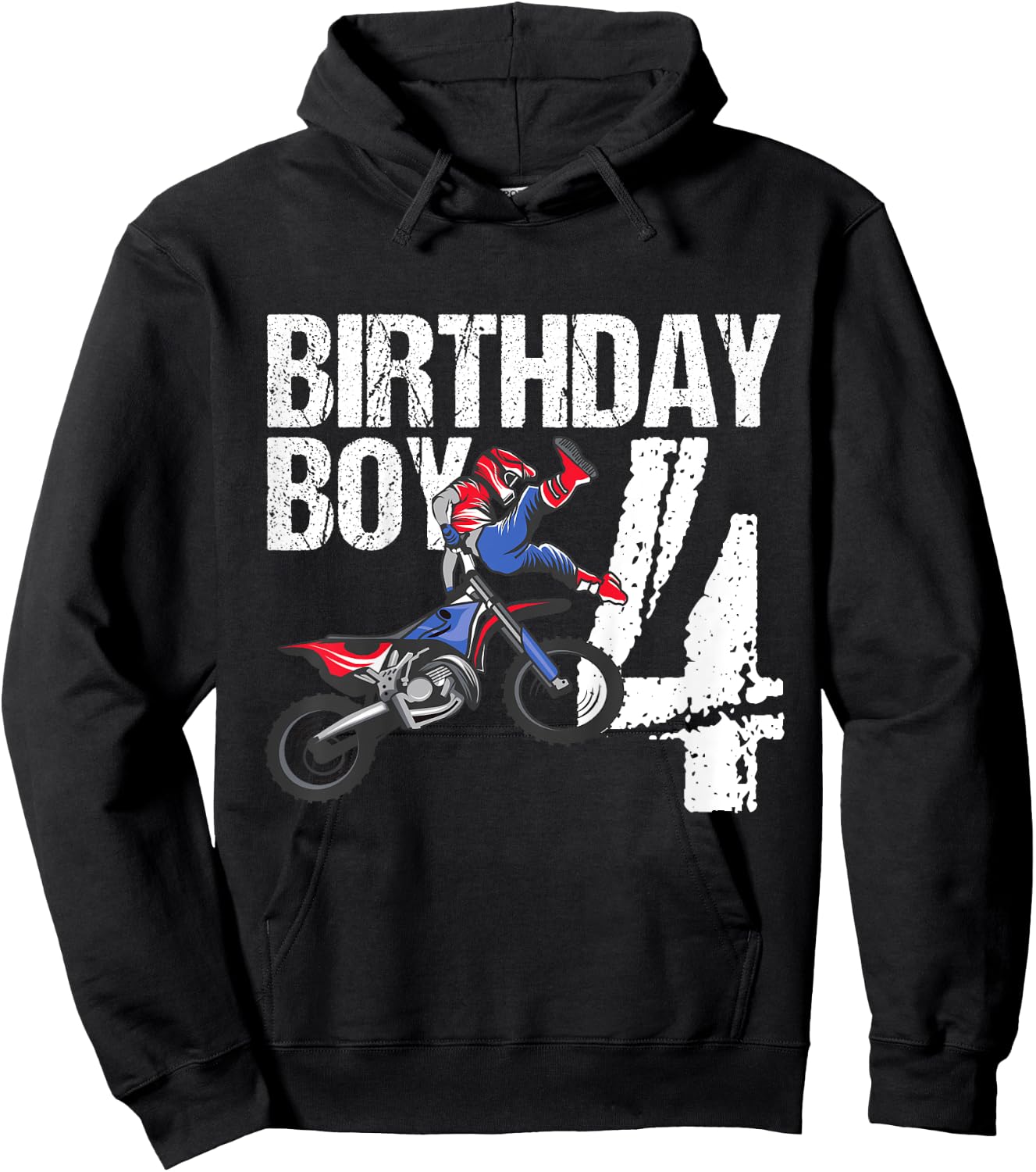 4 Year Old Dirt Bike Birthday Party Motocross MX 4th Gift Hoodie - Hoodie | Black