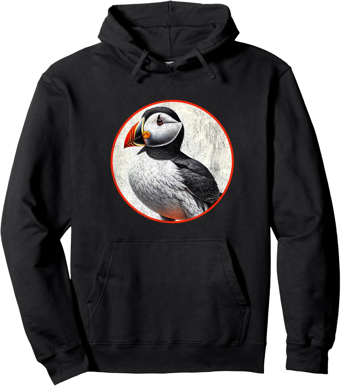 Colorful Retro Horned Puffin Bird Design Hoodie - Hoodie | Black