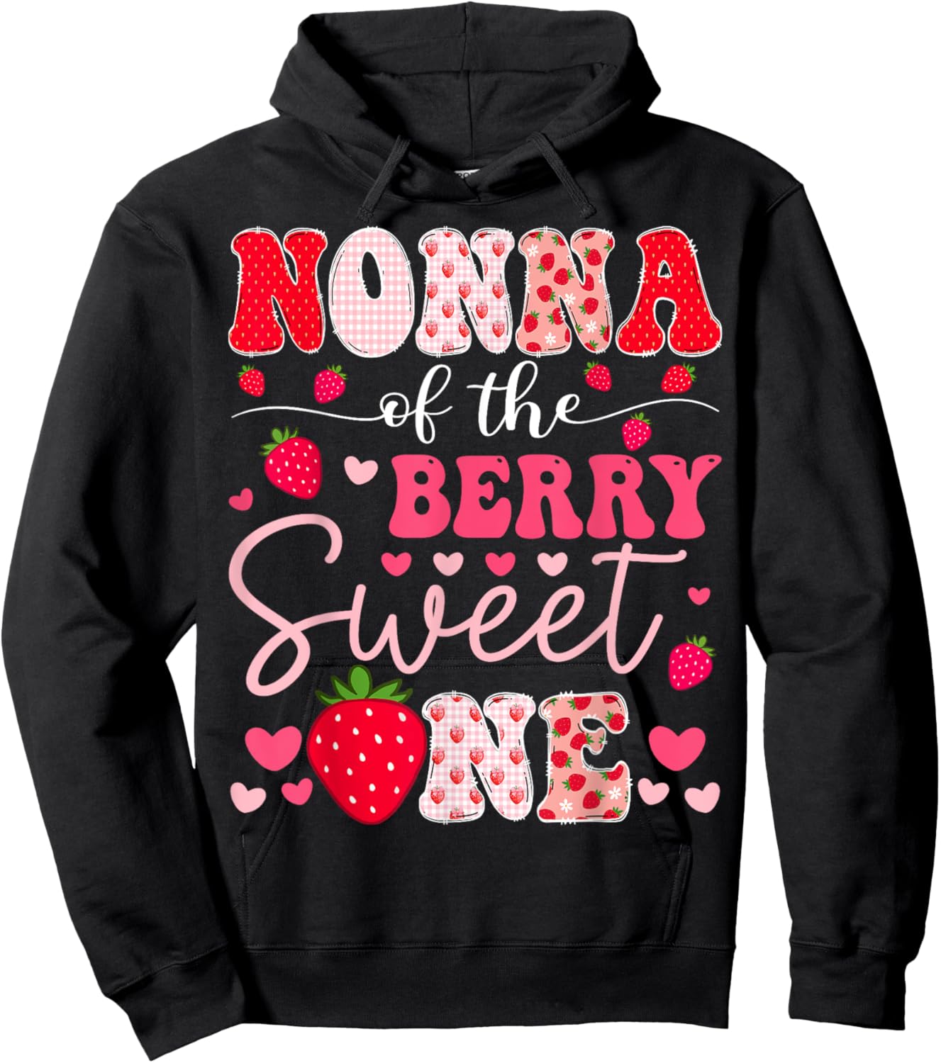 Nonna Of The Berry Sweet One Strawberry 1St Birthday Hoodie - Hoodie | Black