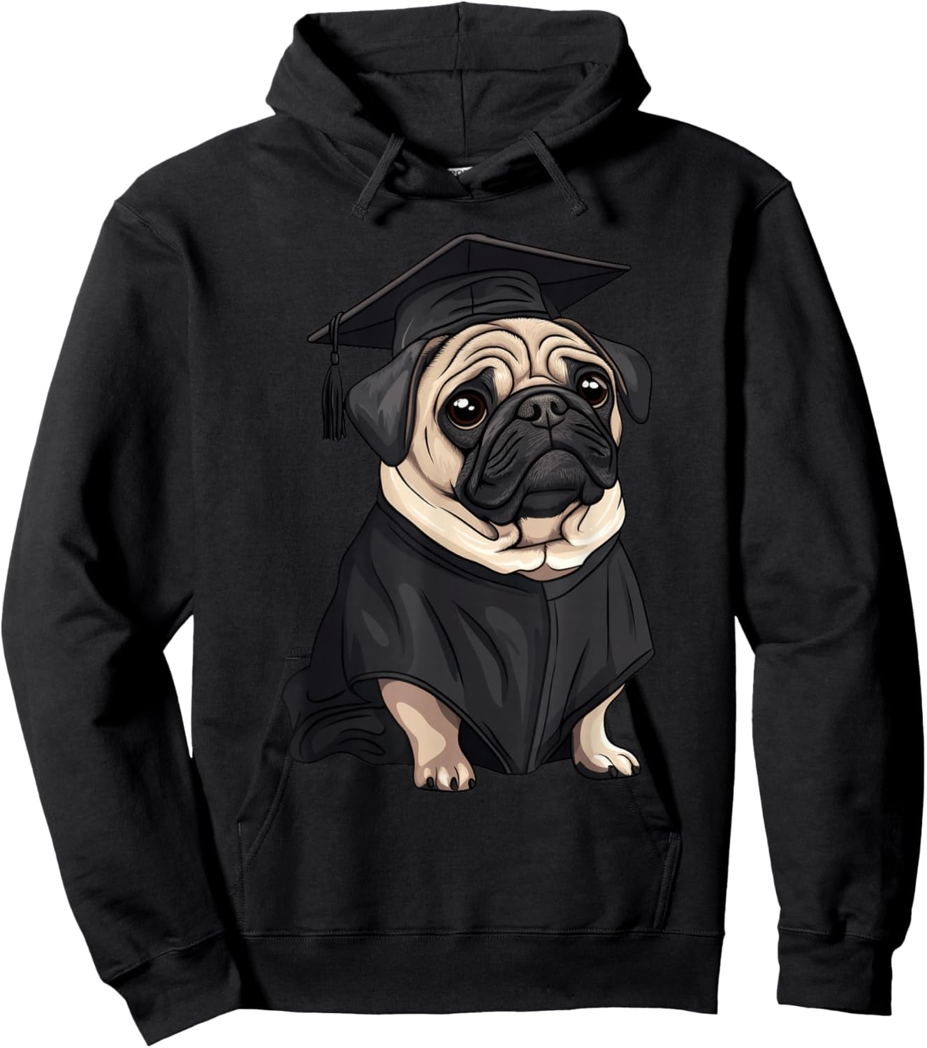 Cute Dog Pug Graduation Hoodie - Hoodie | Black