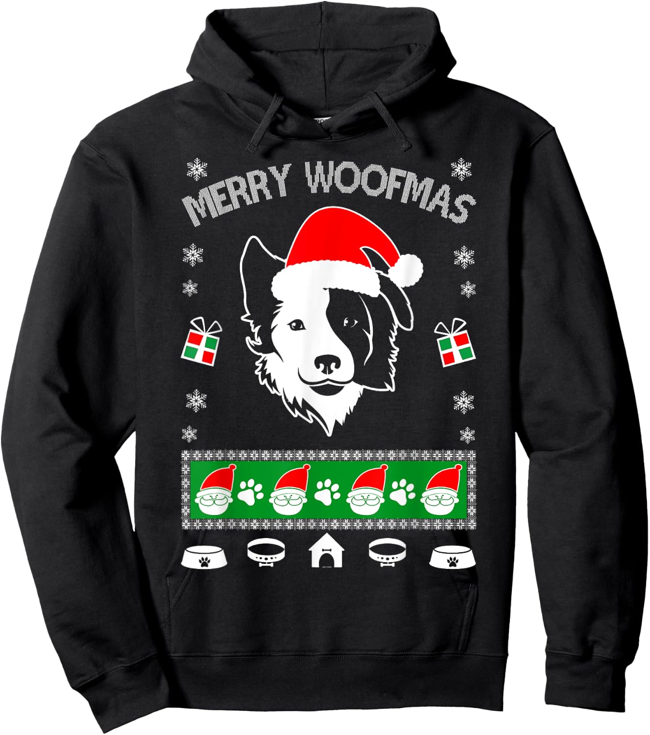 Border Collie Ugly Christmas shirt gift Hoodie - Hoodie | Black