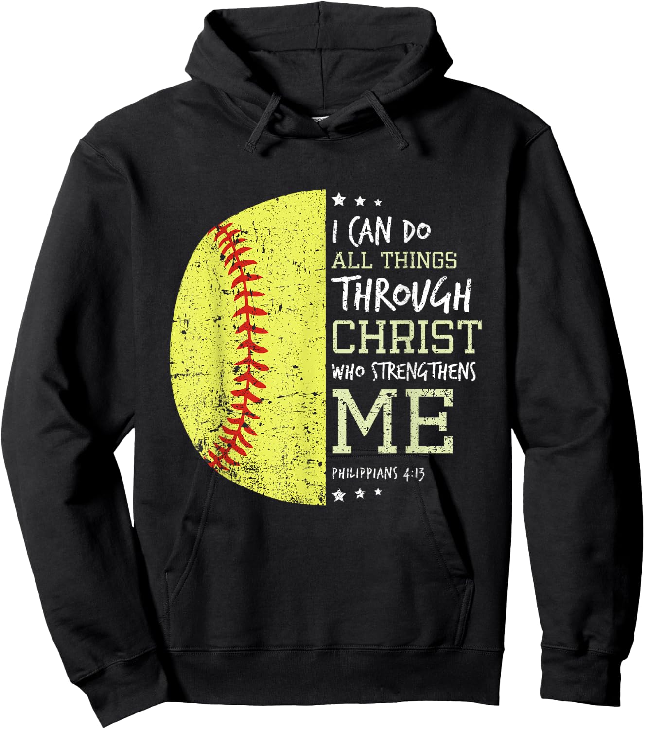 Philippians 4 13 I Can Do All Things Christian Softball Hoodie - Hoodie | Black