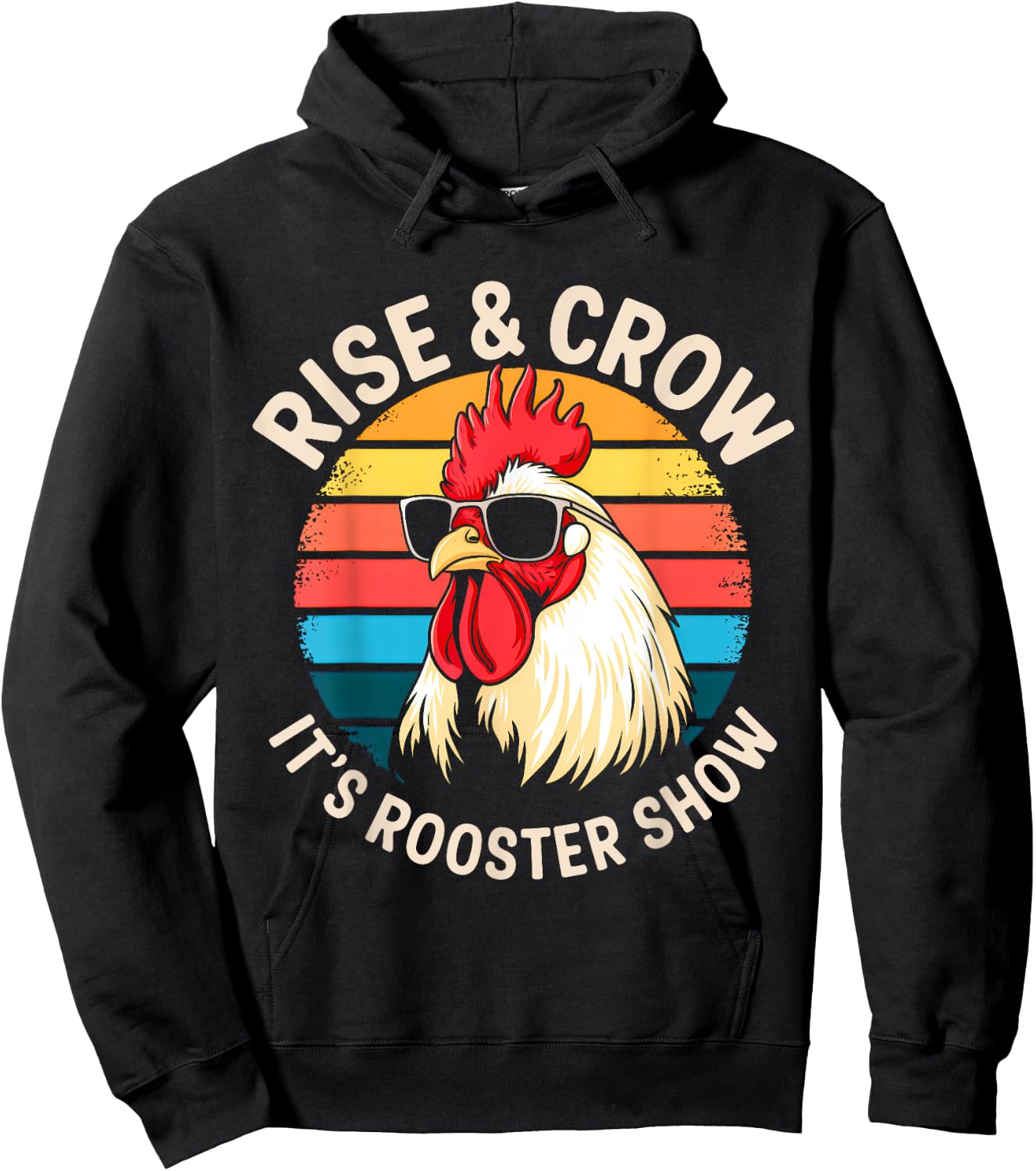 Groovy Rooster | Rise & Crow Rooster Show | Chicken Farmer Hoodie - Hoodie | Black