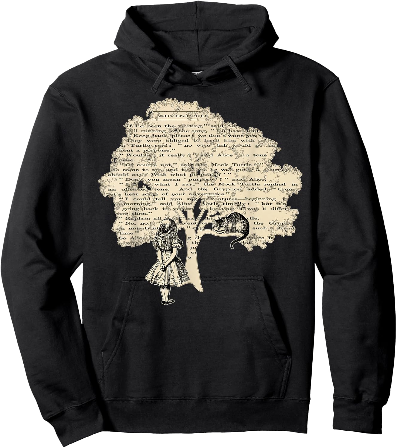 Alice In Wonderland Vintage Book T Shirt Design Hoodie - Hoodie | Black