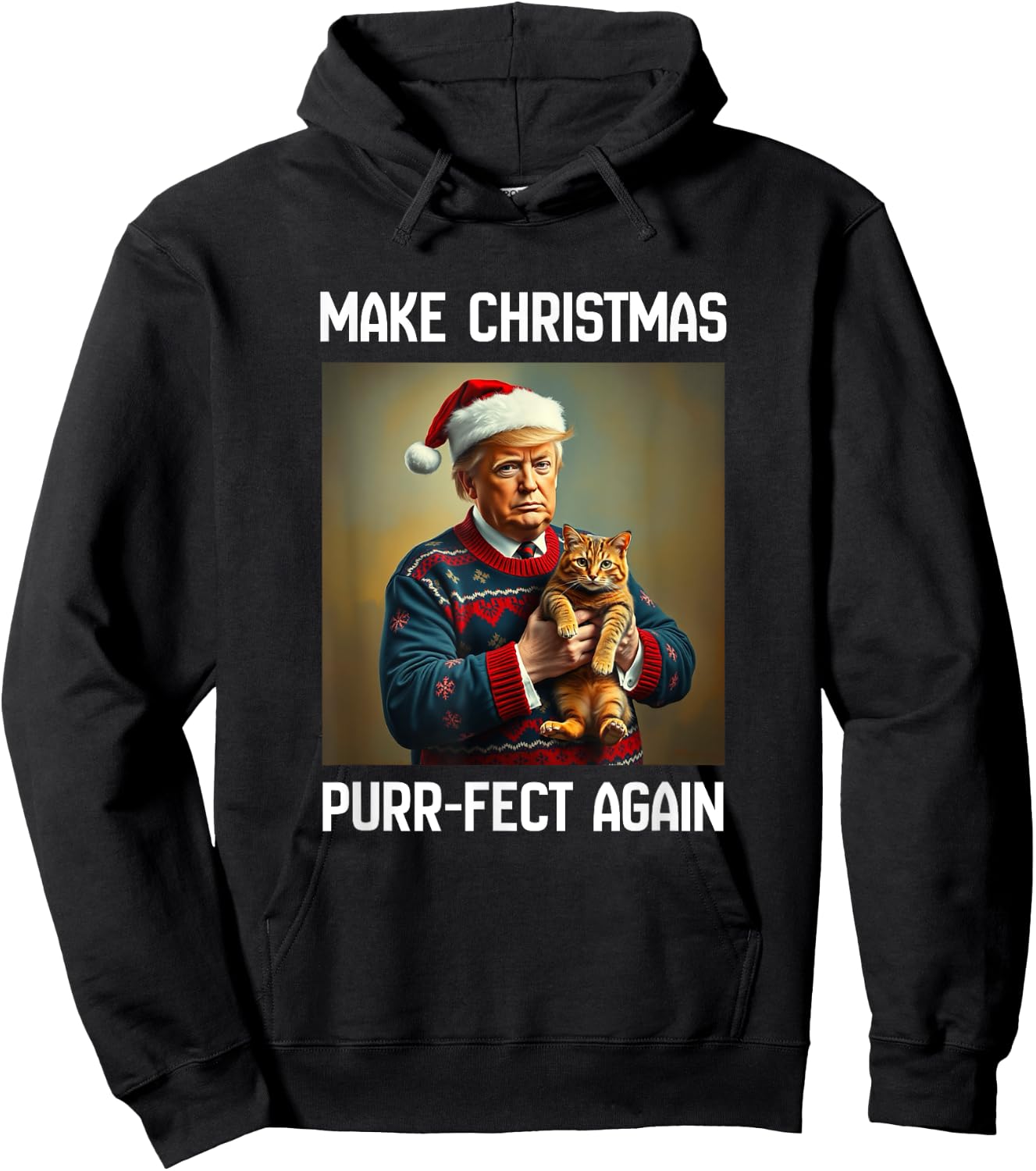 Cats for Trump Make Christmas Purr-fect Again Hoodie - Hoodie | Black