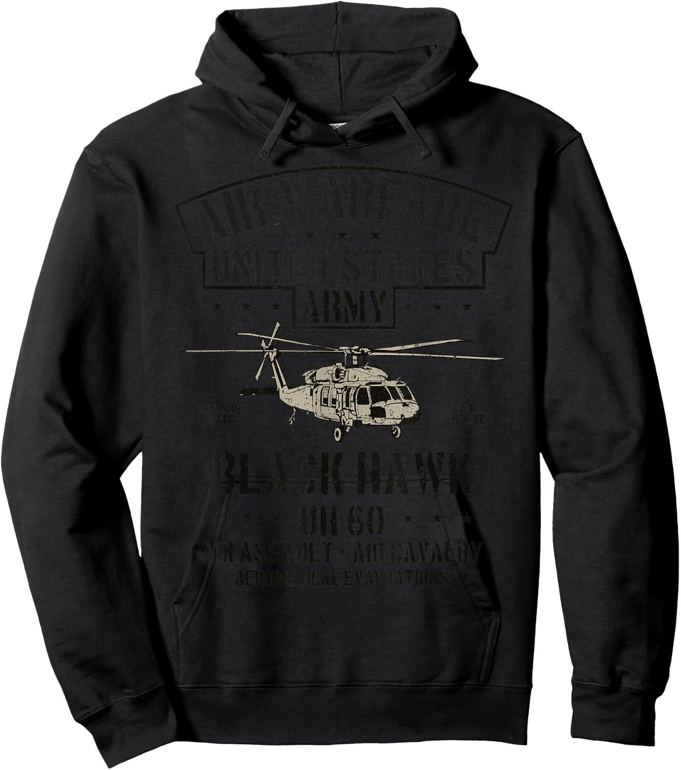 Air Warfare United States Army Black Hawk T Vintage Hoodie - Hoodie | Black