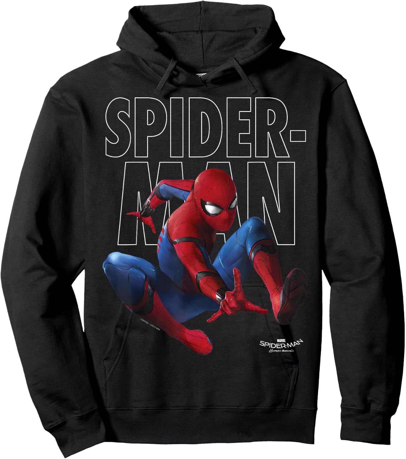 Marvel Spider-Man Homecoming Outlined Epic Jump Pose Small Hoodie - Hoodie | Black