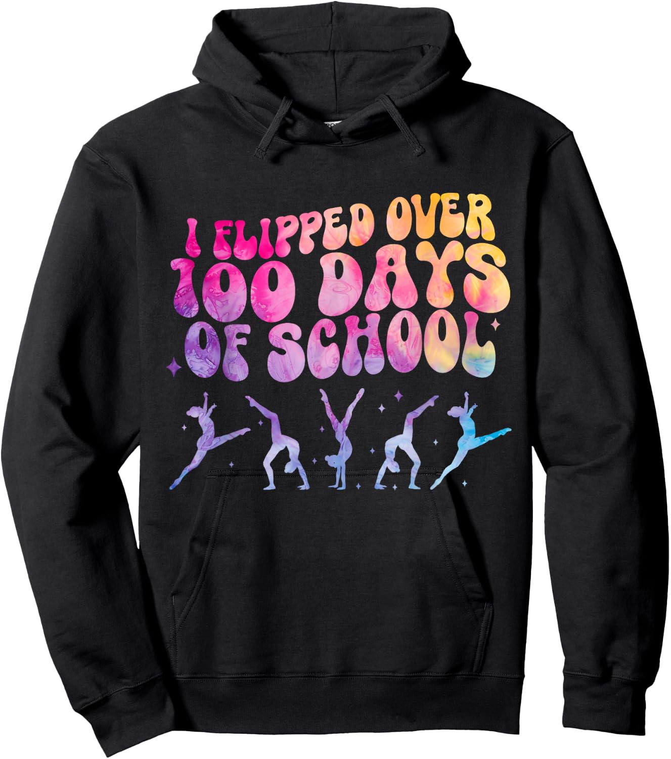 Gymnast HAPPY 100 days of school Gymnastic Tumbling Hoodie - Hoodie | Black