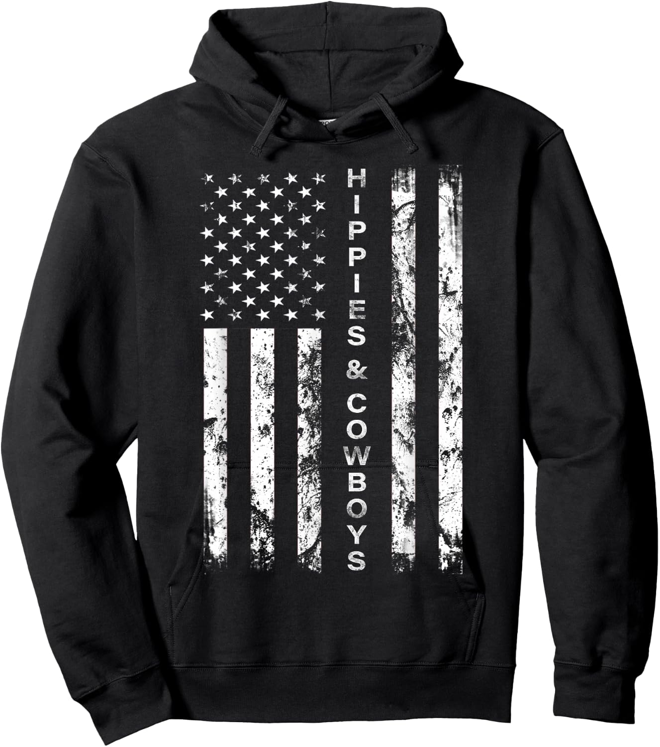 Raisin Hell with The Hippies and Cowboys - American Flag Small Hoodie - Hoodie | Black