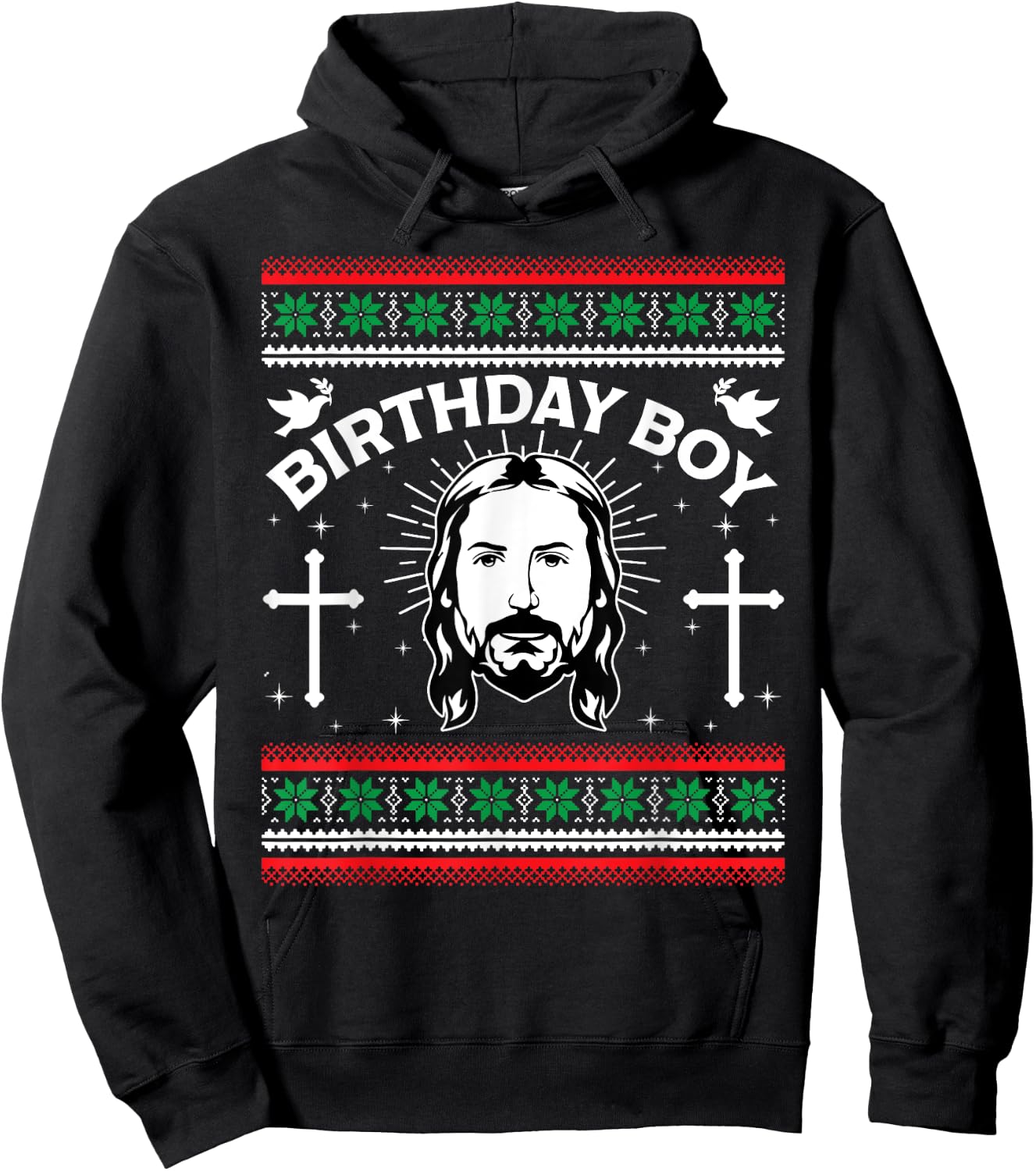 Jesus Birthday Boy Ugly Christmas Funny Christian Religious Hoodie - Hoodie | Black