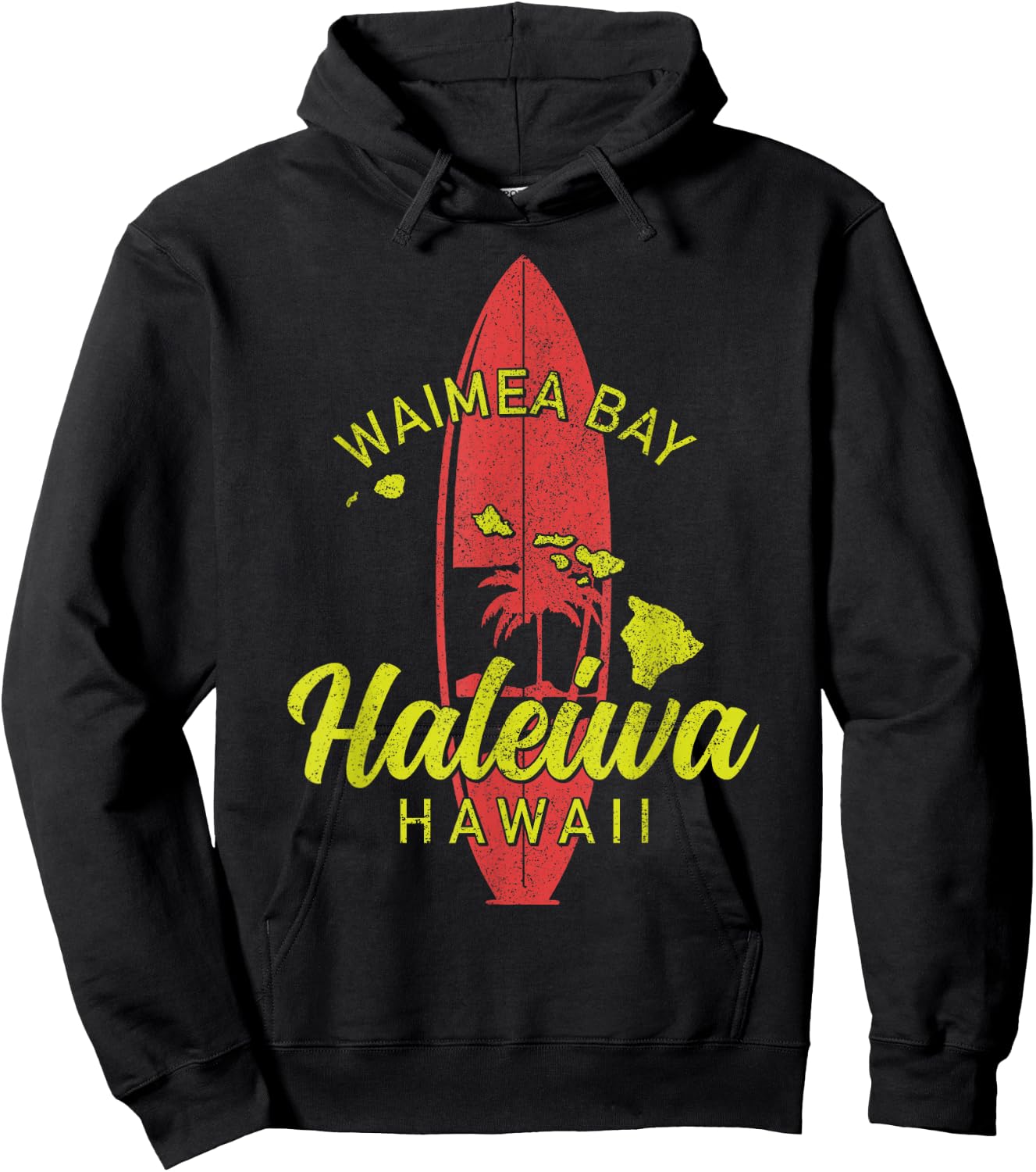 Waimea Bay Haleiwa Hawaii Surf Board Surfing Surfer Hawaiian Hoodie - Hoodie | Black