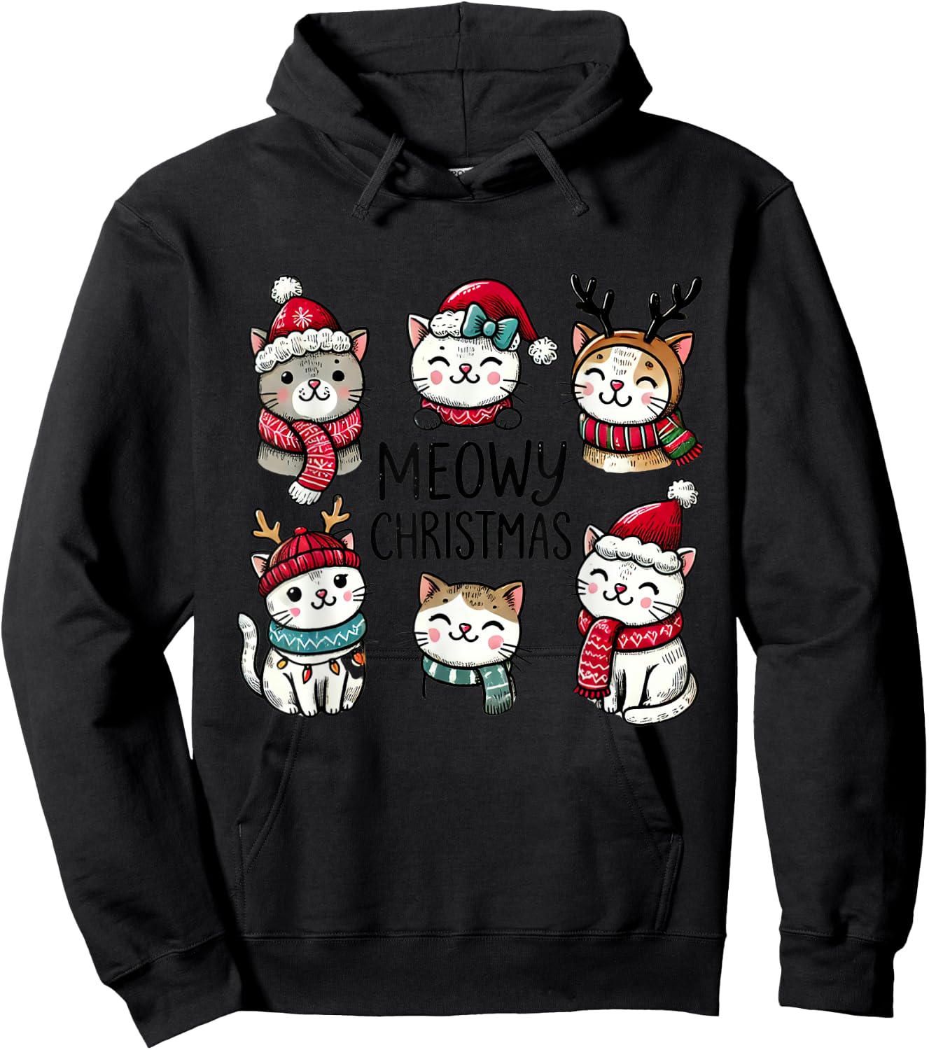 Catmas Cat Christmas Meowy Christmas Hoodie - Hoodie | Black
