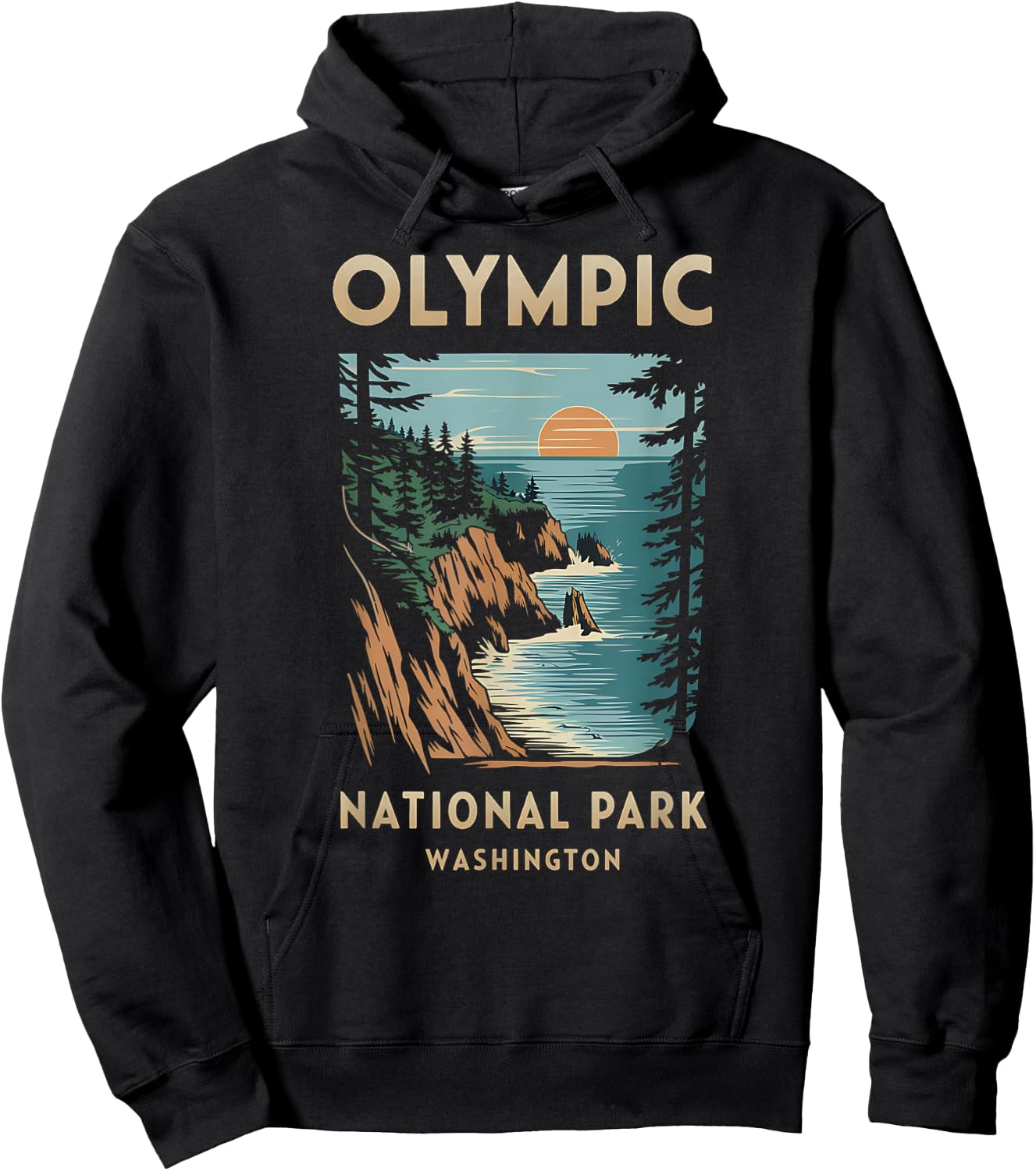 Scenic Sunset at Olympic National Park Washington Hoodie - Hoodie | Black